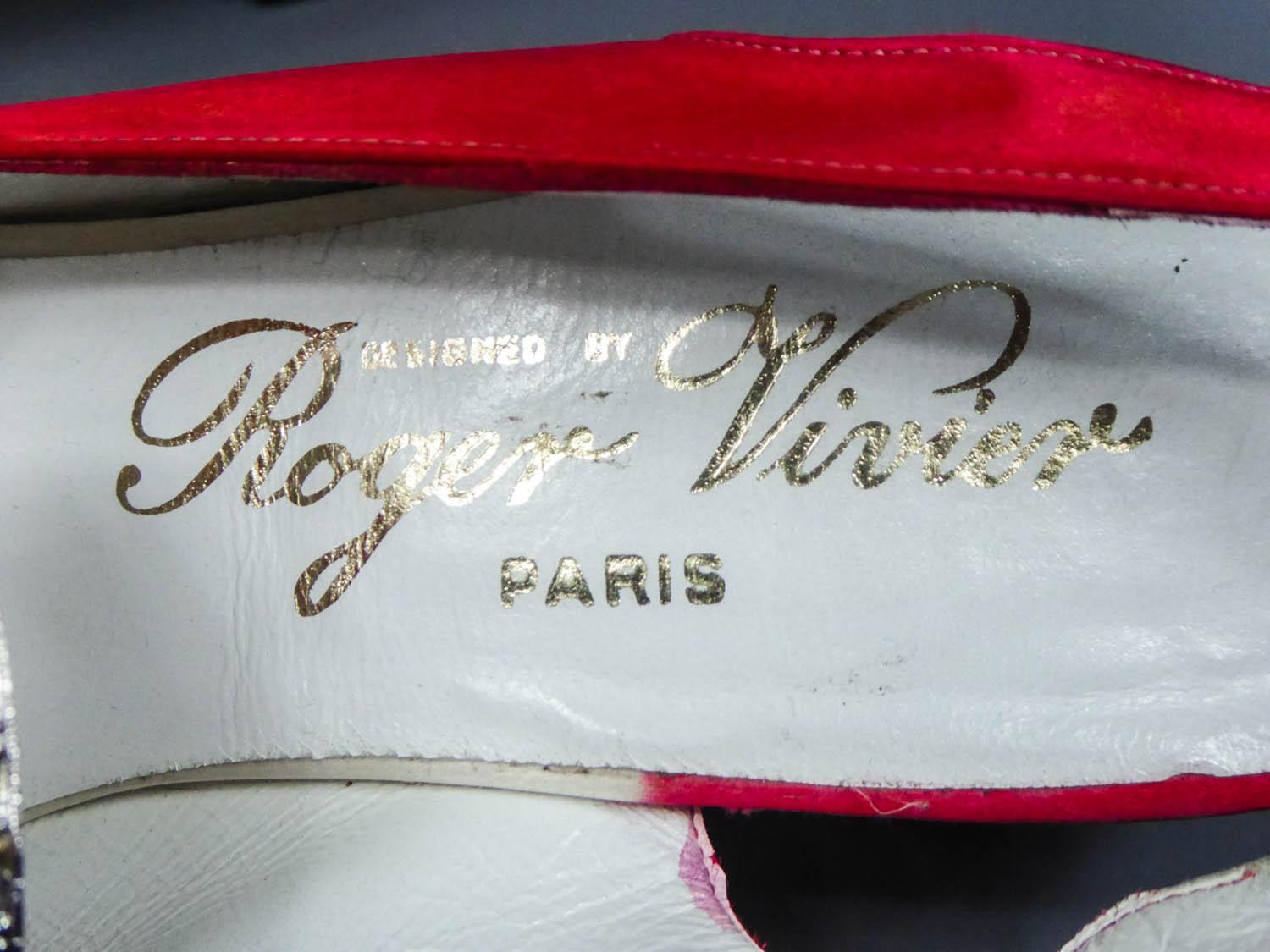 An Iconic and Collectible Pair of Roger Vivier Red Satin Pumps Circa 1970 6