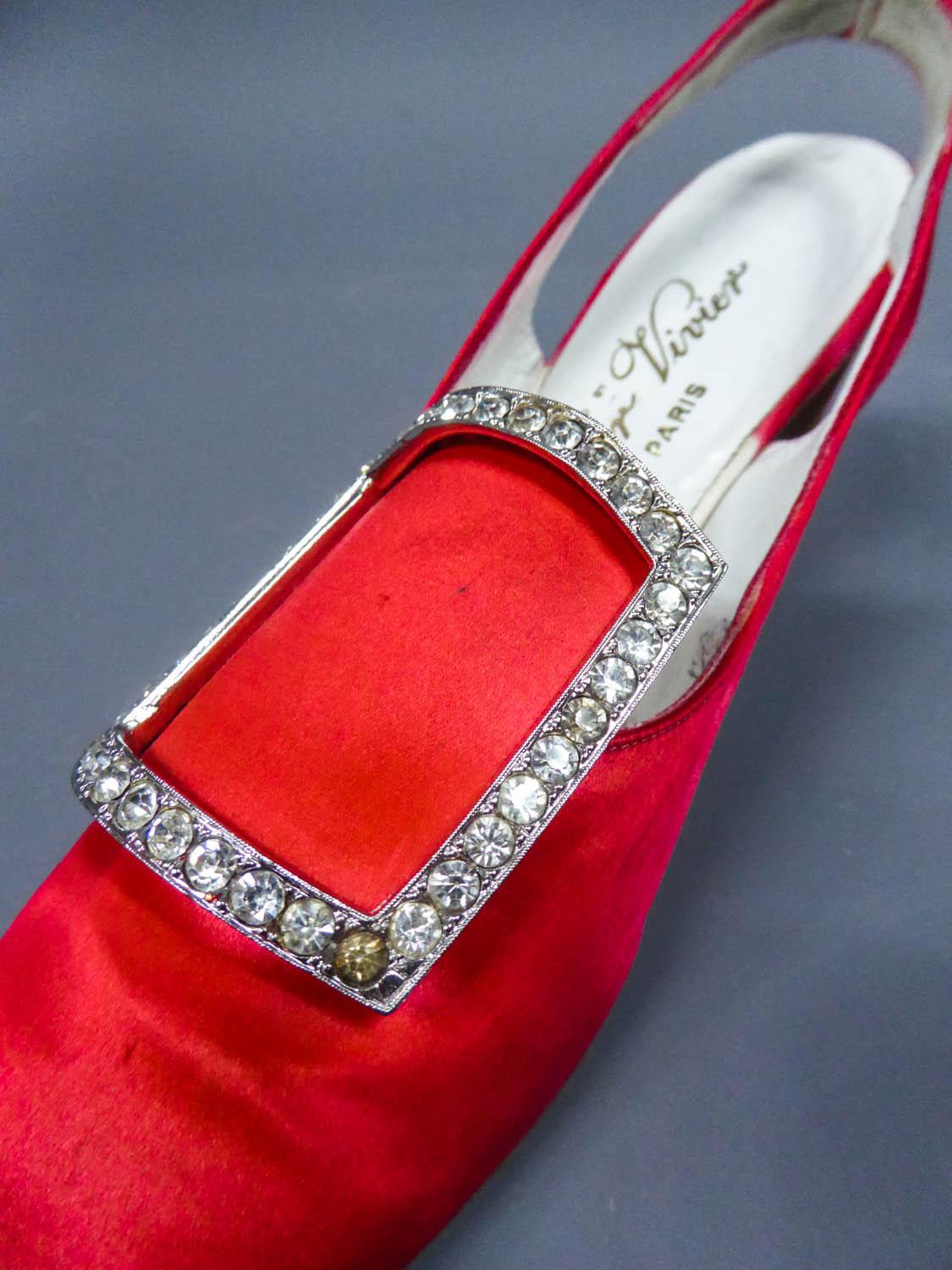 An Iconic and Collectible Pair of Roger Vivier Red Satin Pumps Circa 1970 9