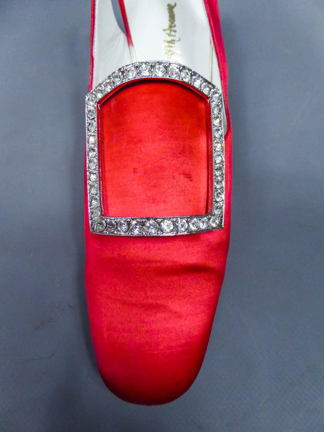 An Iconic and Collectible Pair of Roger Vivier Red Satin Pumps Circa 1970 3