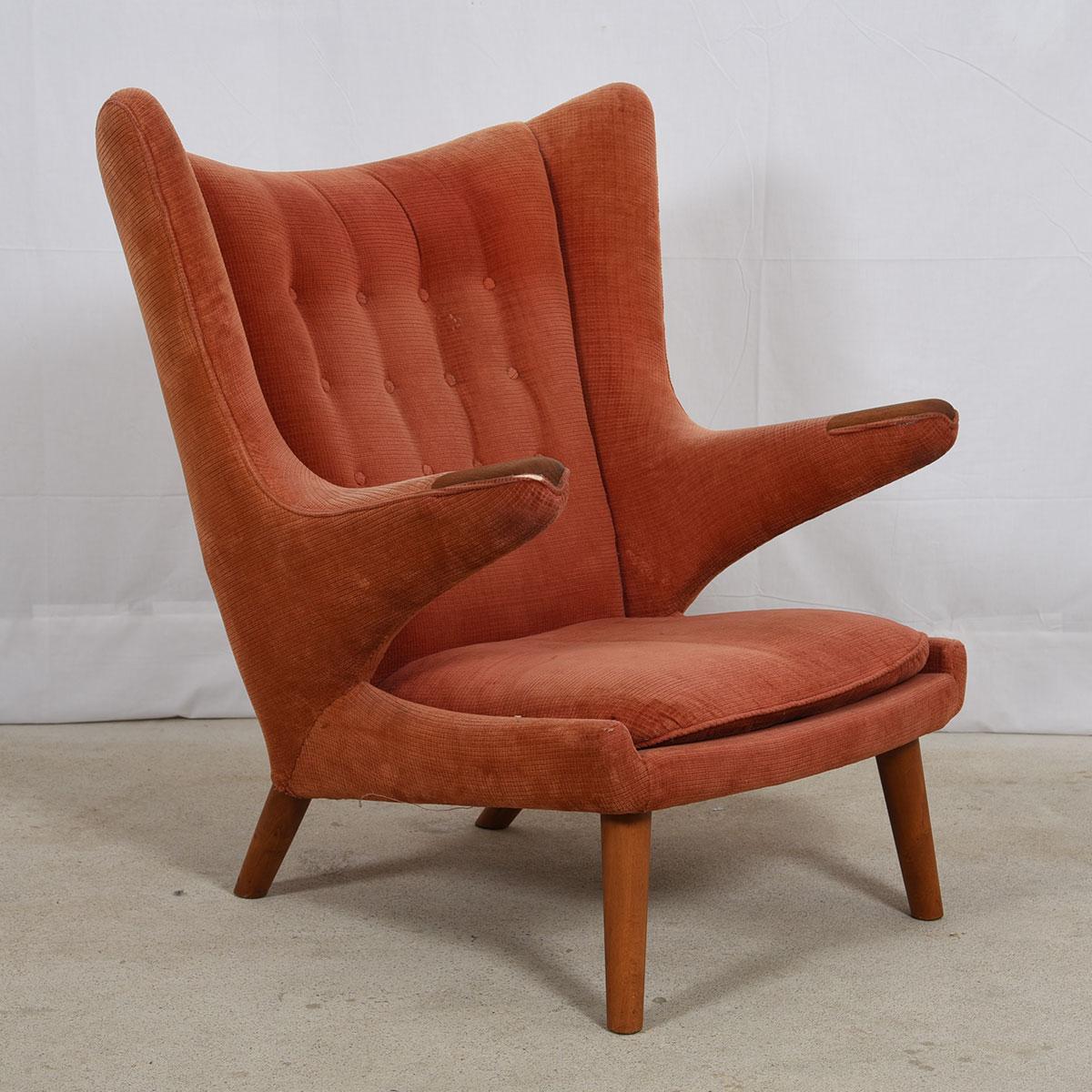 Mid-Century Modern Iconic Papa Bear Wingback Chair by Hans Wegner, 1951 For Sale