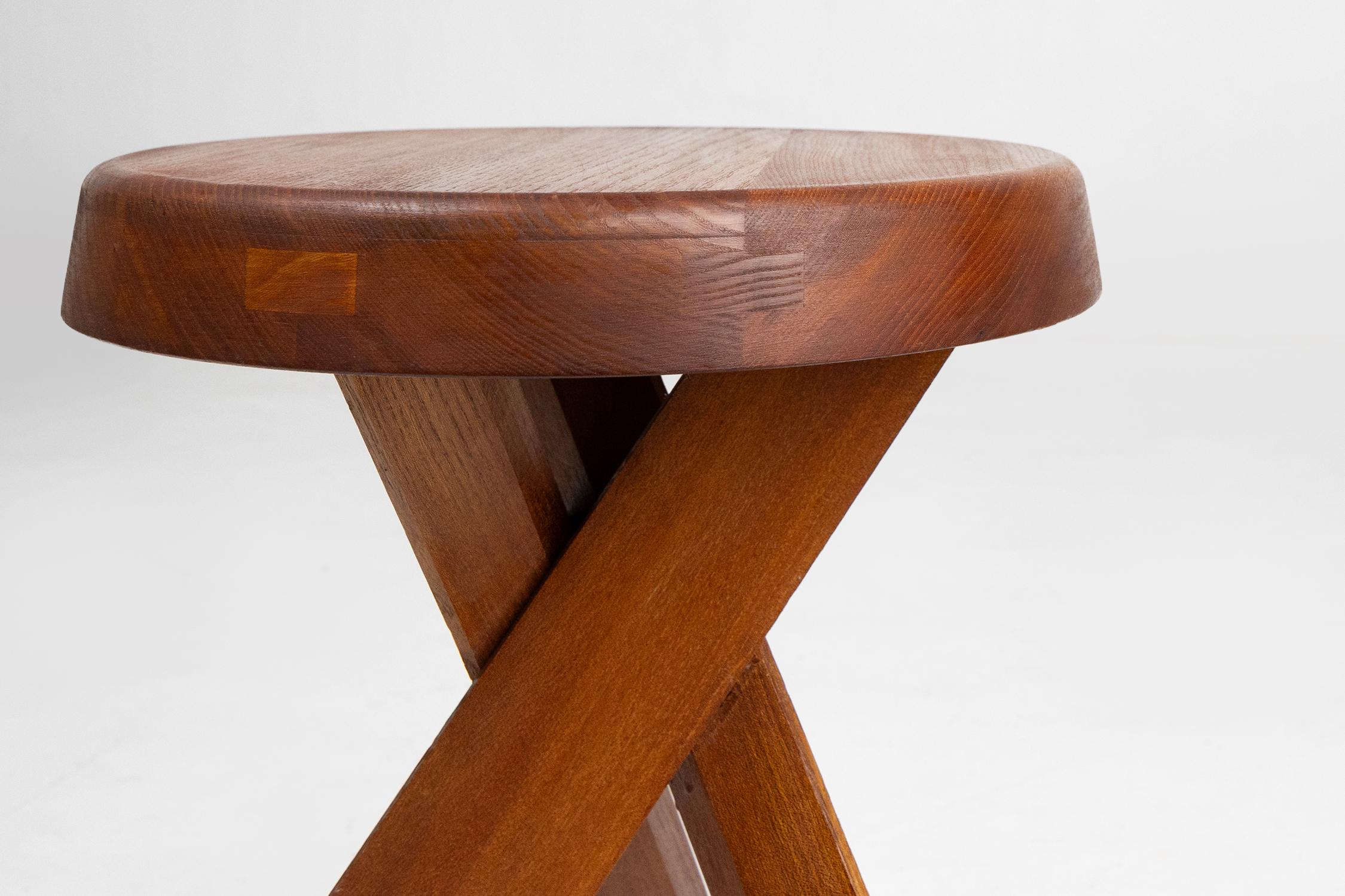 Ikonischer Pierre Chapo Modell S31 Hocker aus Ulmenholz, Frankreich 1974 im Angebot 2