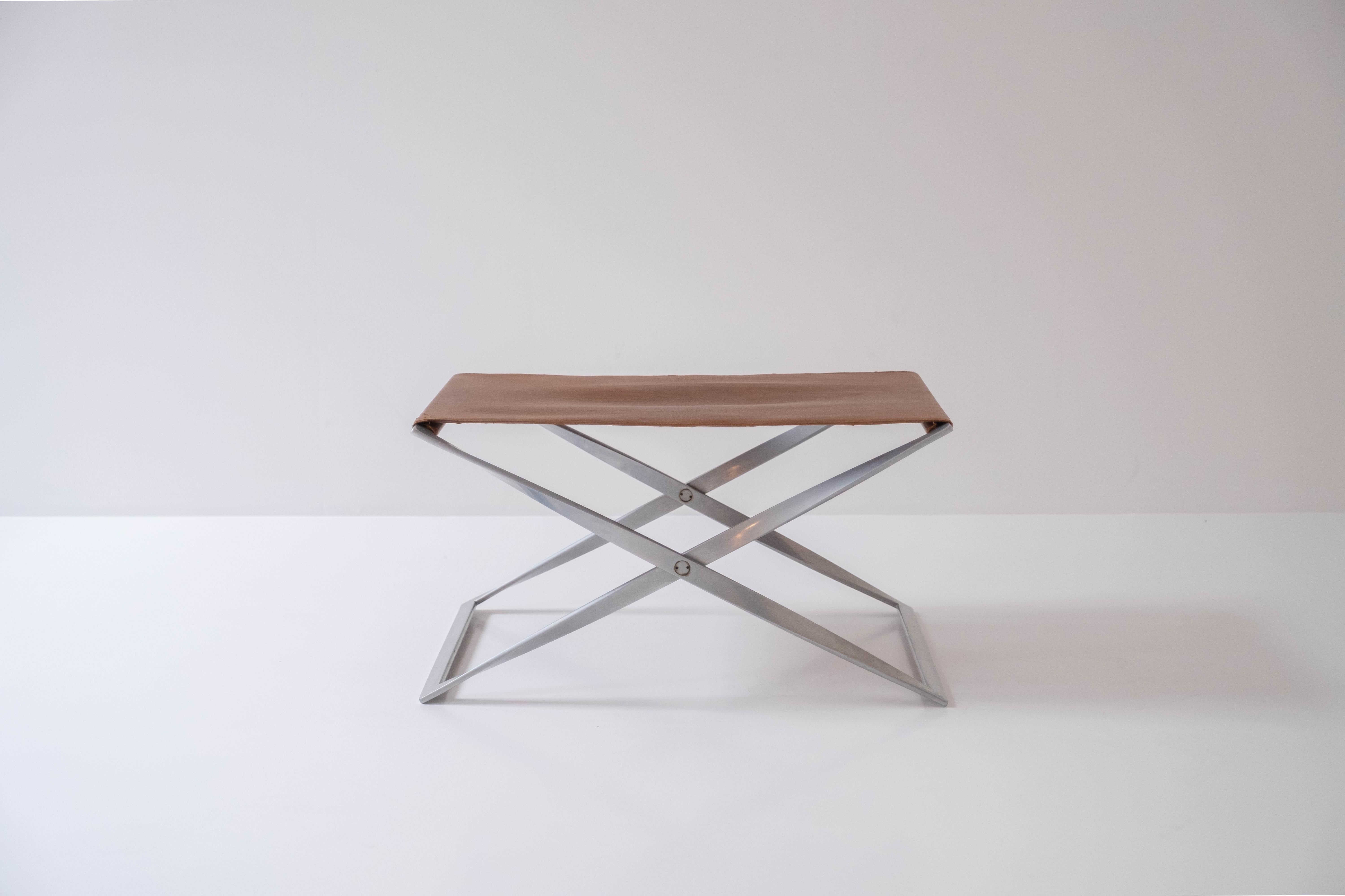 Scandinavian Modern Iconic Pk 91 Folding Stool by Poul Kjærholm for by E. Kold Christensen, DK 1961