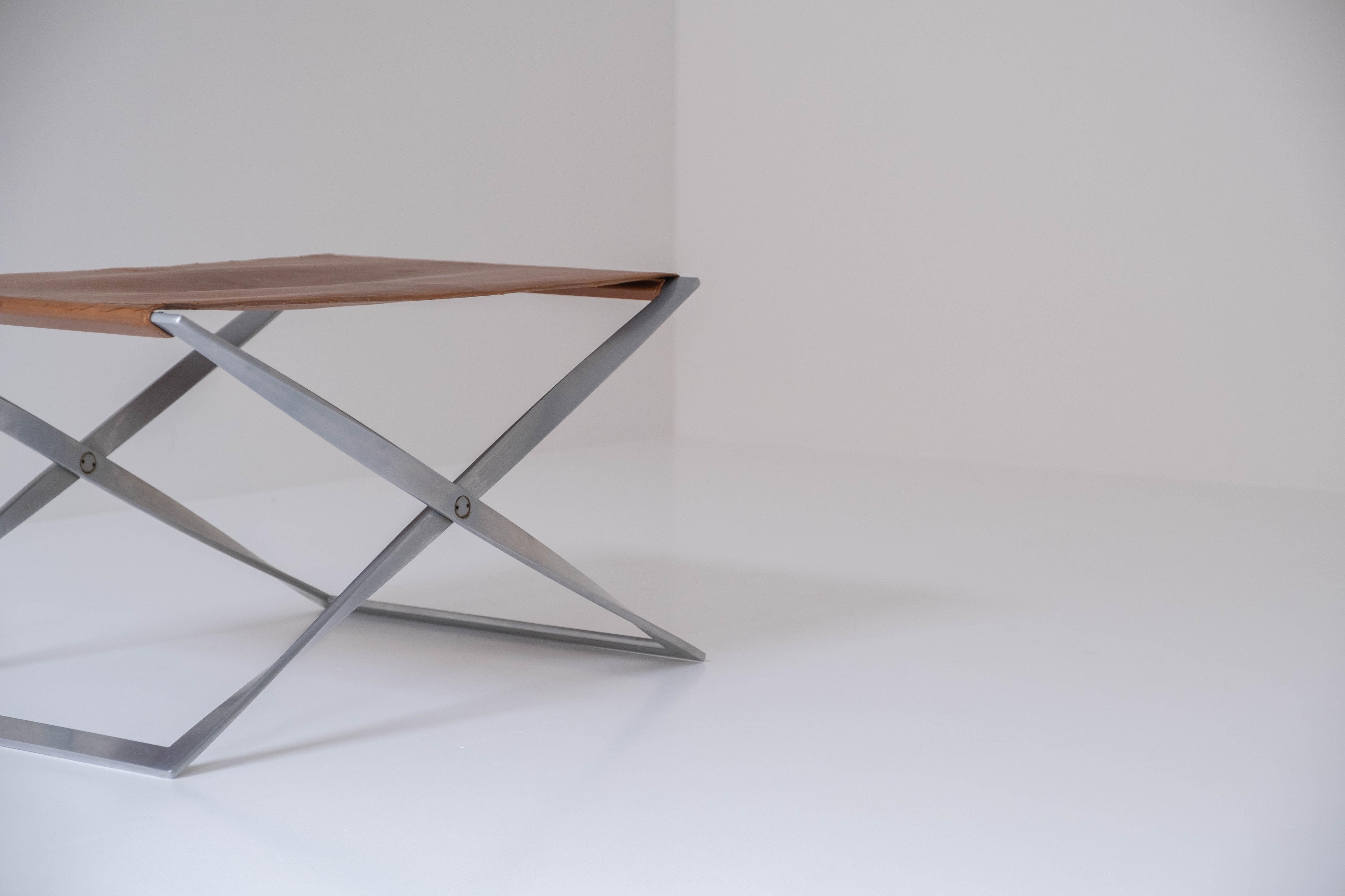 Steel Iconic Pk 91 Folding Stool by Poul Kjærholm for by E. Kold Christensen, DK 1961