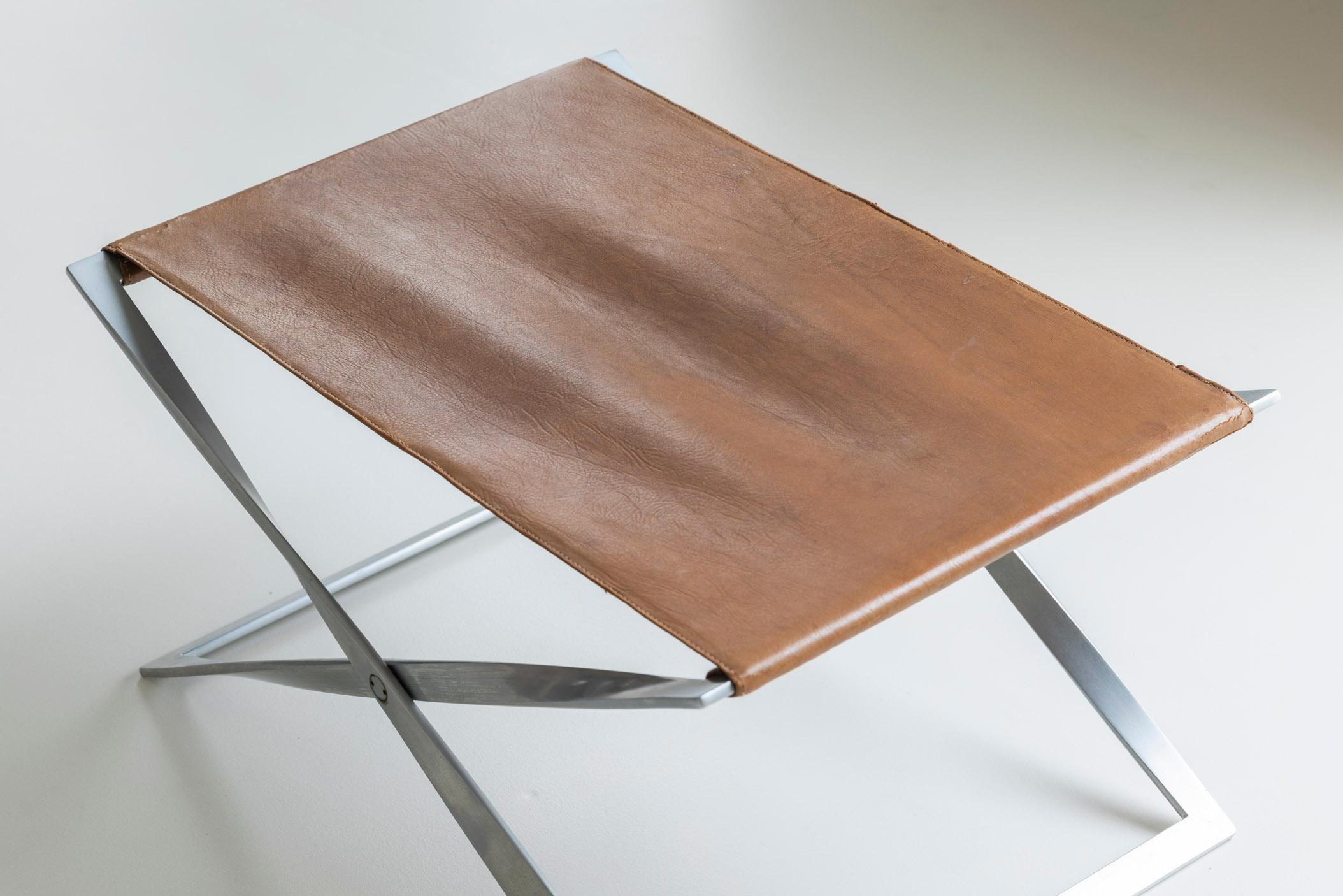 Steel Iconic Pk 91 Folding Stool by Poul Kjærholm for by E. Kold Christensen, DK 1961