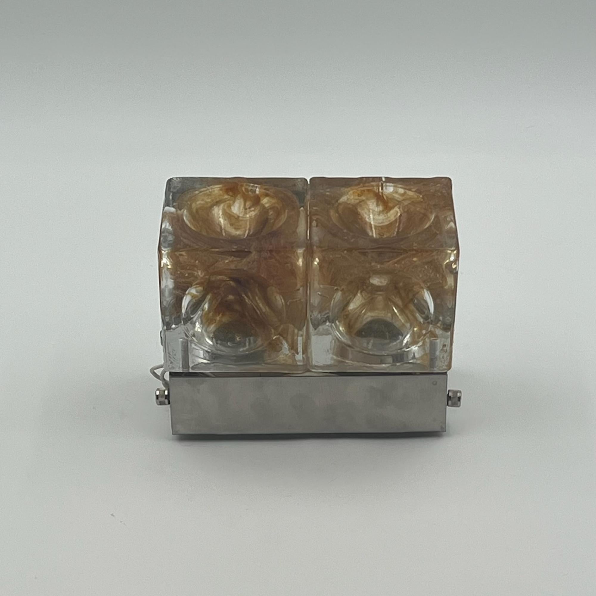 Iconic Poliarte 'Denebe' Flush Mount Lamp 1970s - Brutalist Handmade Glass  For Sale 3