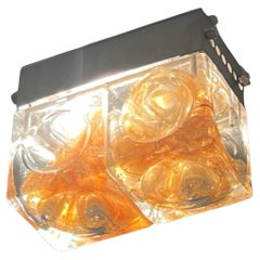 Ikonische Poliarte 'Denebe' Unterputzlampe 1970er - Brutalistisches handgemachtes Glas 