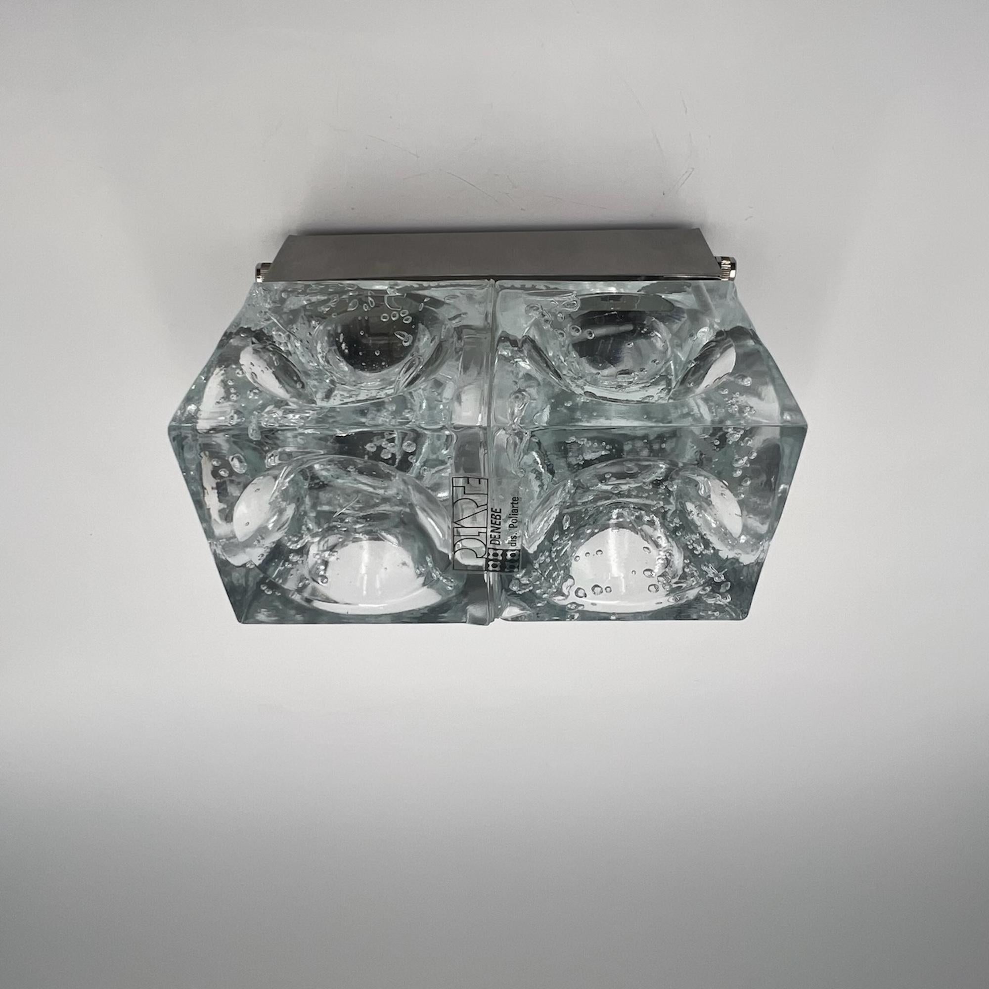 Late 20th Century Iconic Poliarte Lamp 'Denebe' - Handmade Glass Cubes Made in Italy For Sale