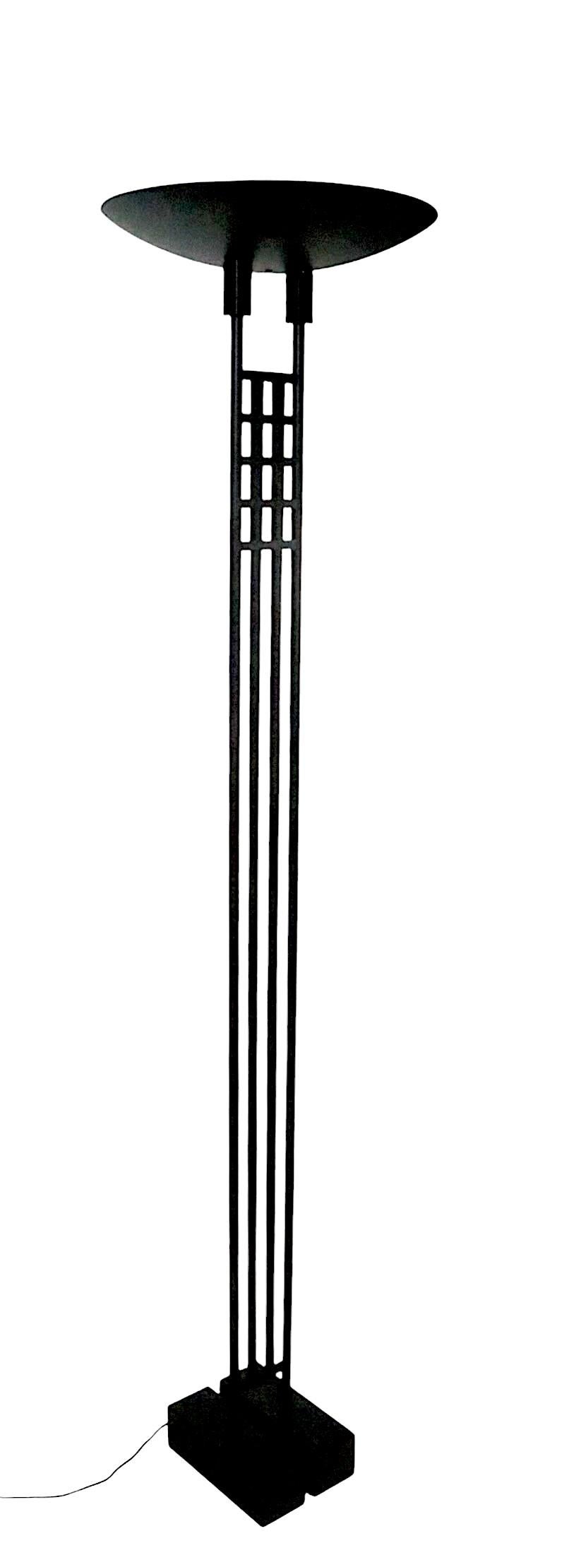 Painted Iconic Postmodern Halogen Mack  Floor Lamp by George Kovack for Sonneman c 1980s For Sale