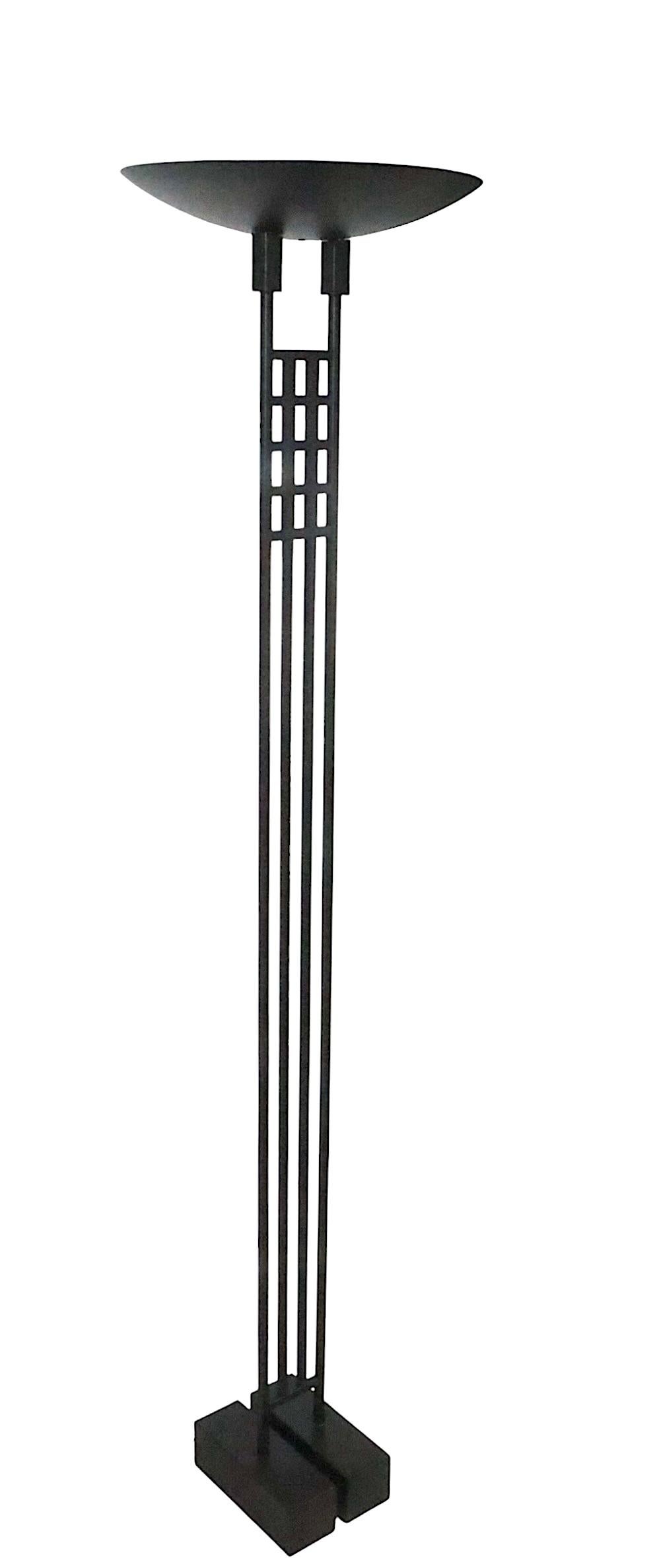Metal Iconic Postmodern Halogen Mack  Floor Lamp by George Kovack for Sonneman c 1980s For Sale
