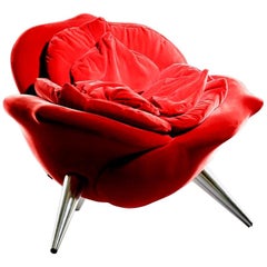 Chaise longue iconique postmoderne Red Rose de Masanori Umeda pour Edra Italia:: 1990
