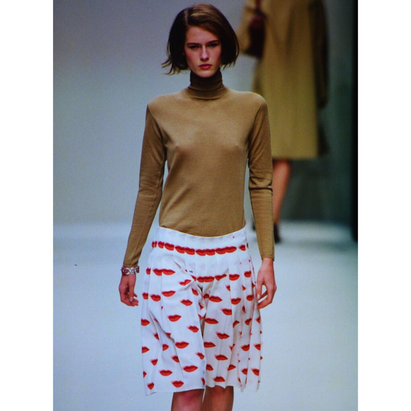 Iconic Prada Red Lip Print Pleated Skirt, Spring 2000 3