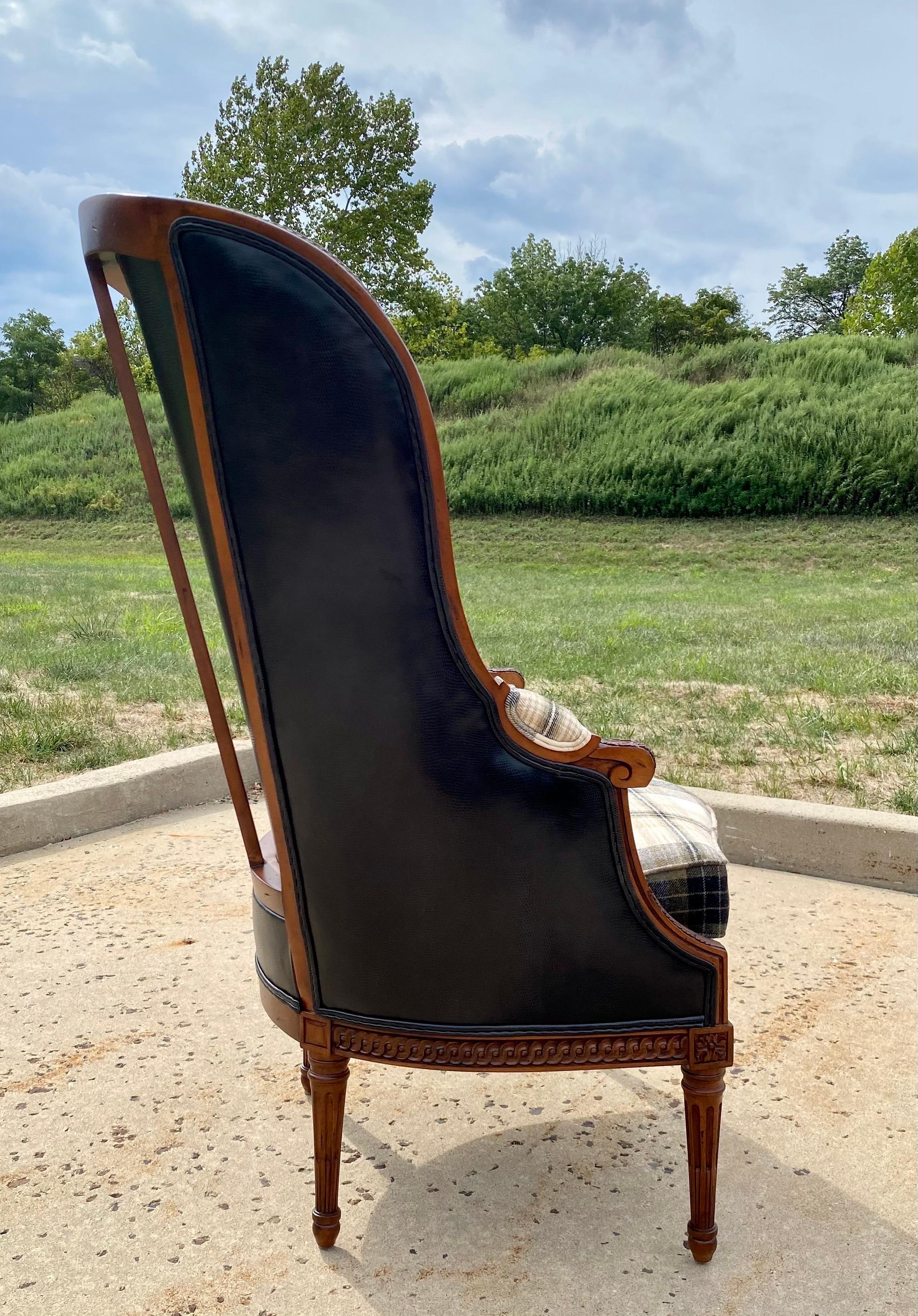 Iconic Ralph Lauren Home Tall Chair, Carved Bergere Balloon Lounge Armchair  In Good Condition In Lambertville, NJ