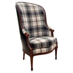 Ikonischer Ralph Lauren Home Hoher Stuhl, geschnitzter Bergere Ballon-Loungesessel