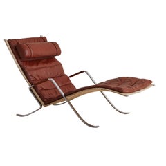 Iconic + Rare 'Grasshopper' Chaise Lounge by Preben Fabricius + Jørgen Kastholm