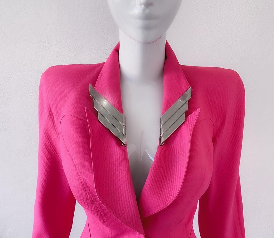 pink mugler jacket
