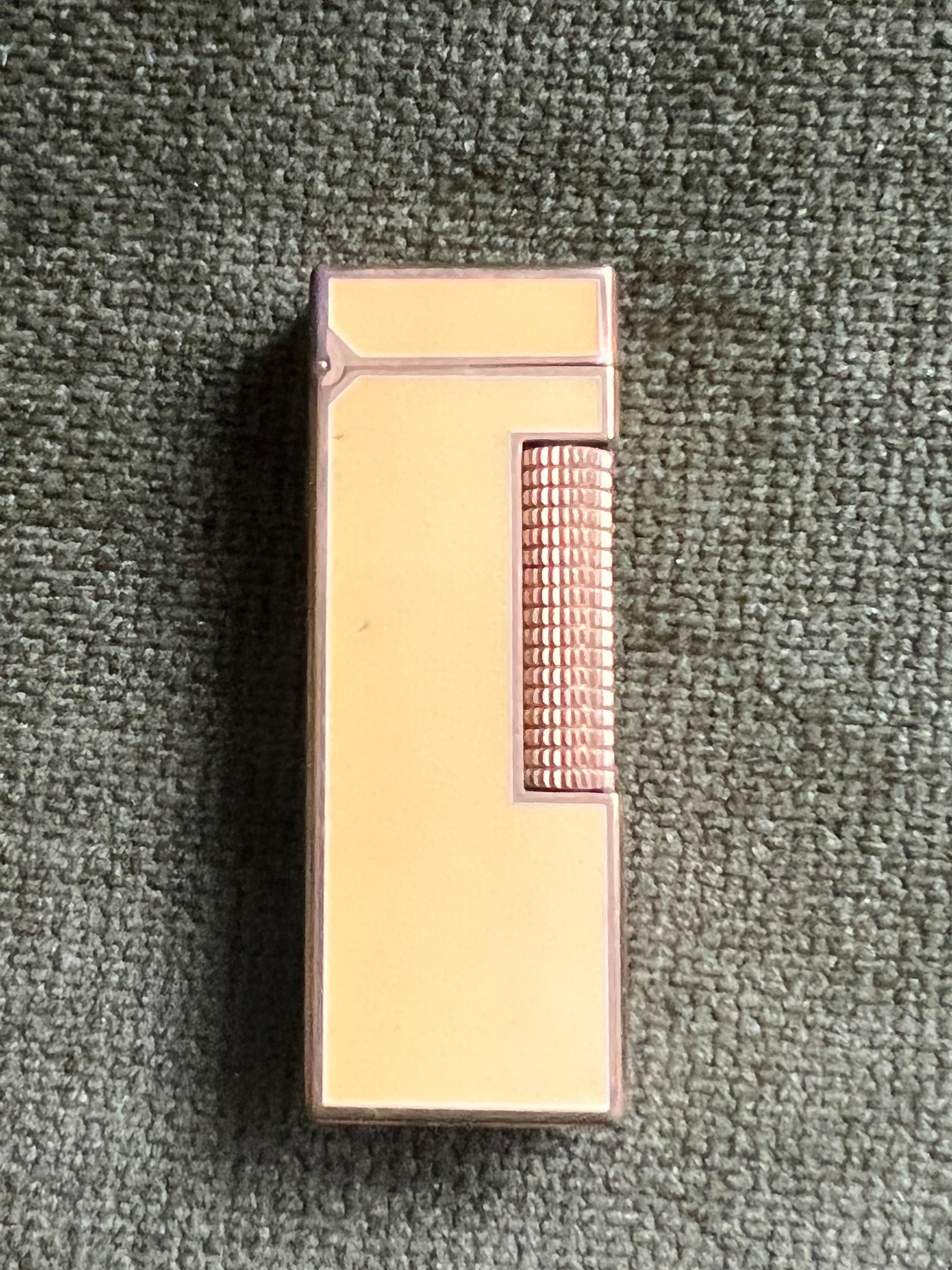 Art Deco Vintage Dunhill Yellow Lacquer Gold Plates Swiss Made Lighter With Original Case For Sale