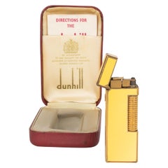 Vintage Dunhill Yellow Lacquer Gold Plates Swiss Made Lighter With Original Case