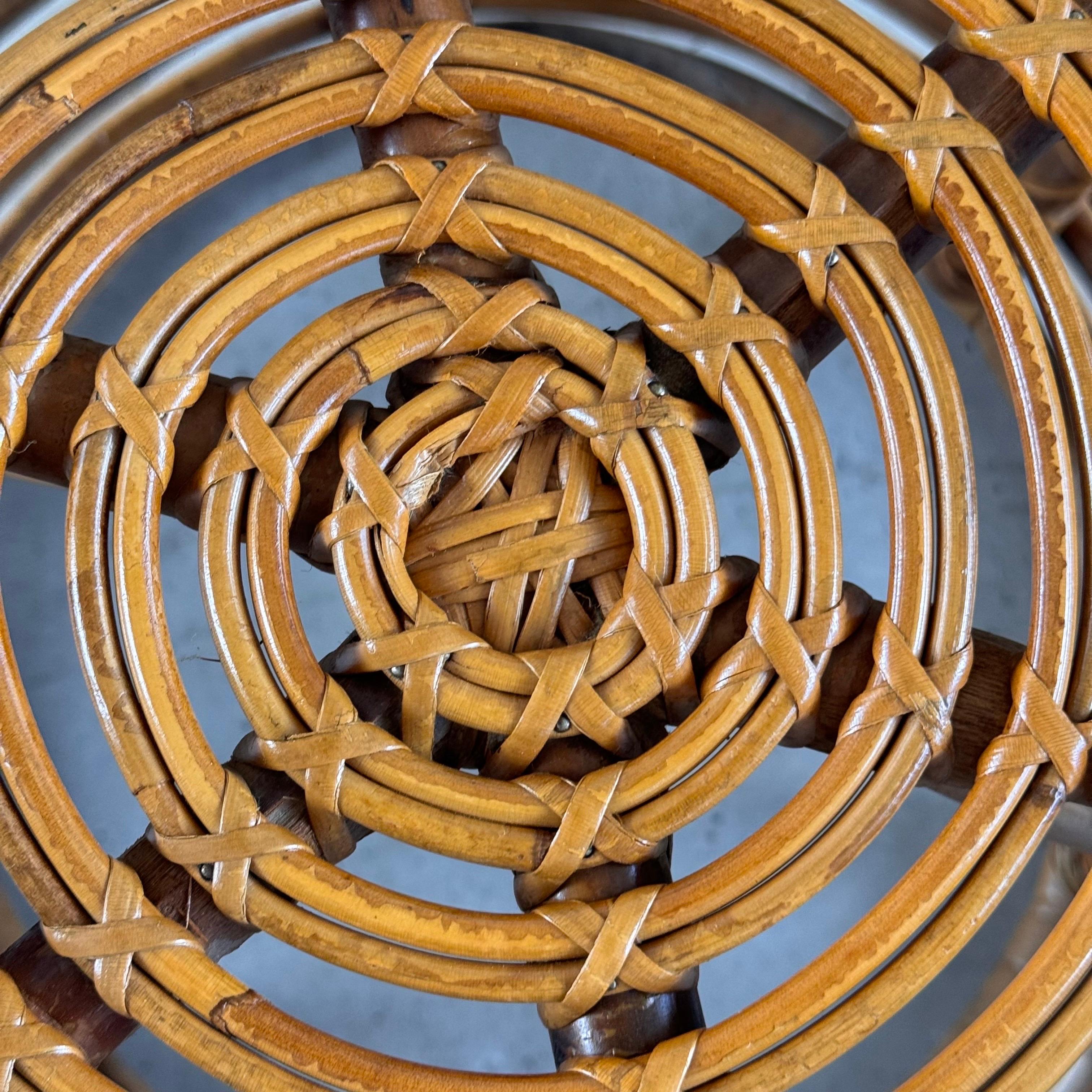 Iconic Rattan and Bamboo Stool by Tito Agnoli, 1960s 5