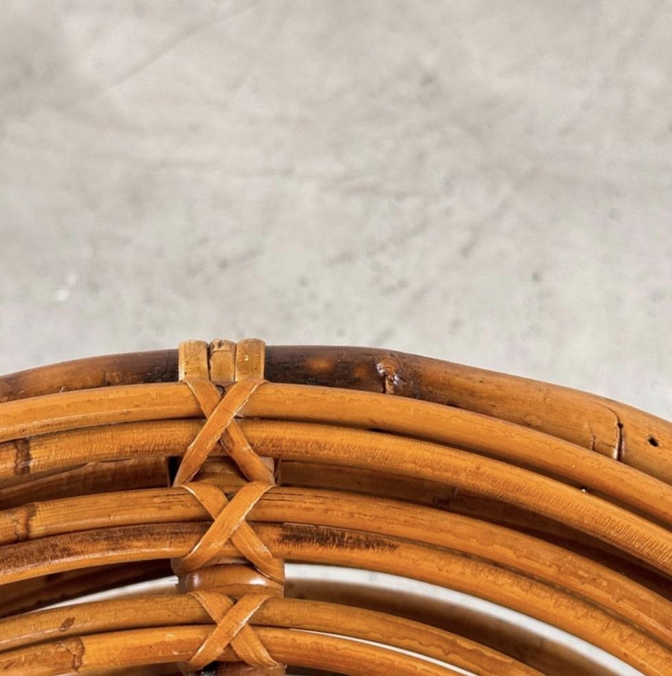 Sgabello iconico in rattan e bambù di Tito Agnoli, anni '60 in vendita 6