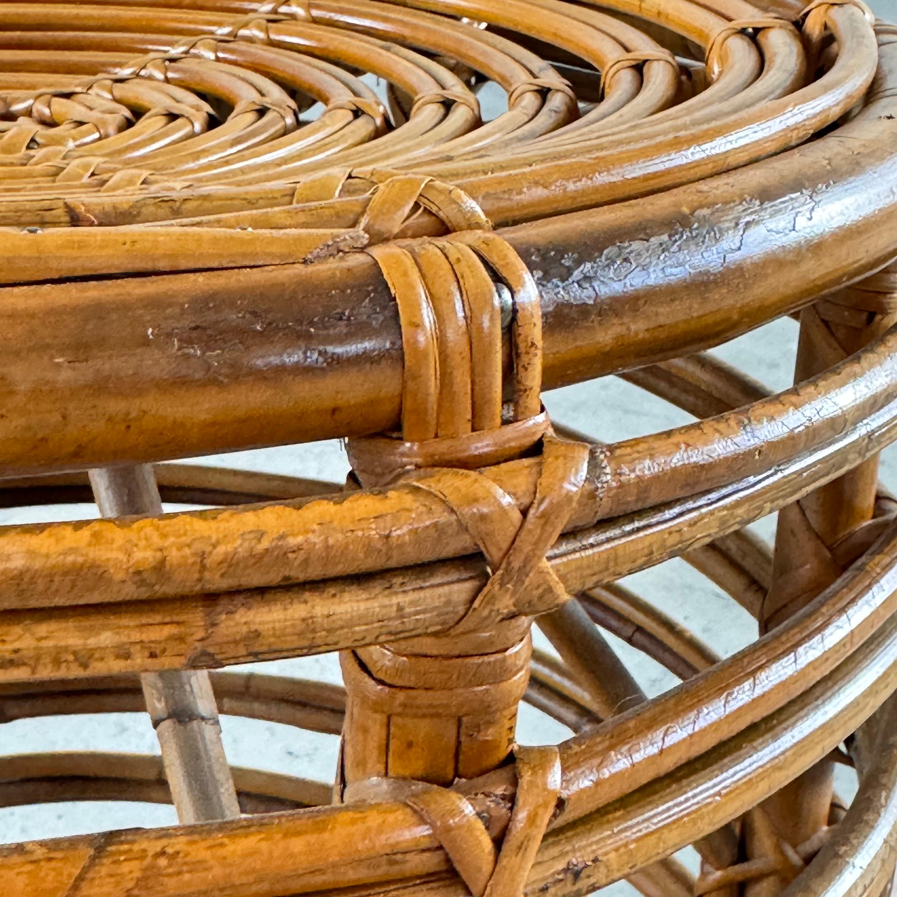 Iconic Rattan and Bamboo Stool by Tito Agnoli, 1960s 8