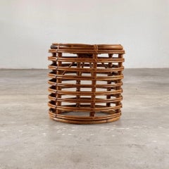 Sgabello iconico in rattan e bambù di Tito Agnoli, anni '60