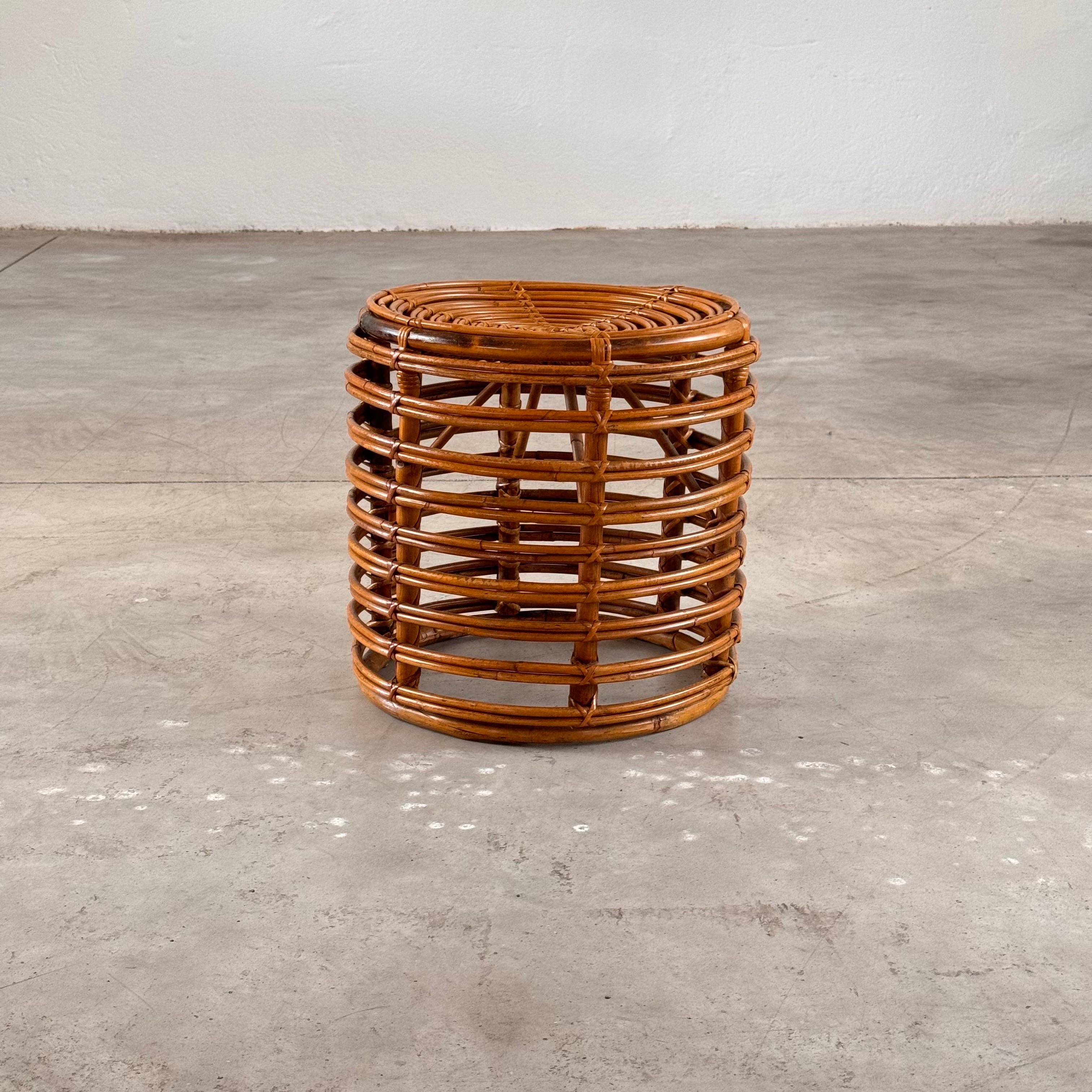 Mid-Century Modern Iconic Rattan and Bamboo Stool by Tito Agnoli, 1960s