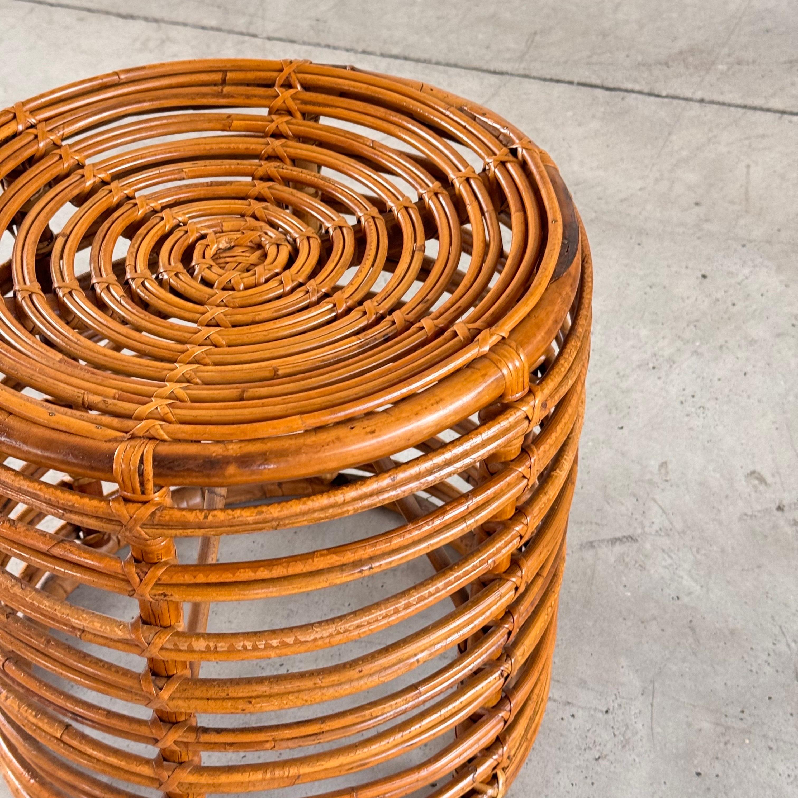 Iconic Rattan and Bamboo Stool by Tito Agnoli, 1960s 1
