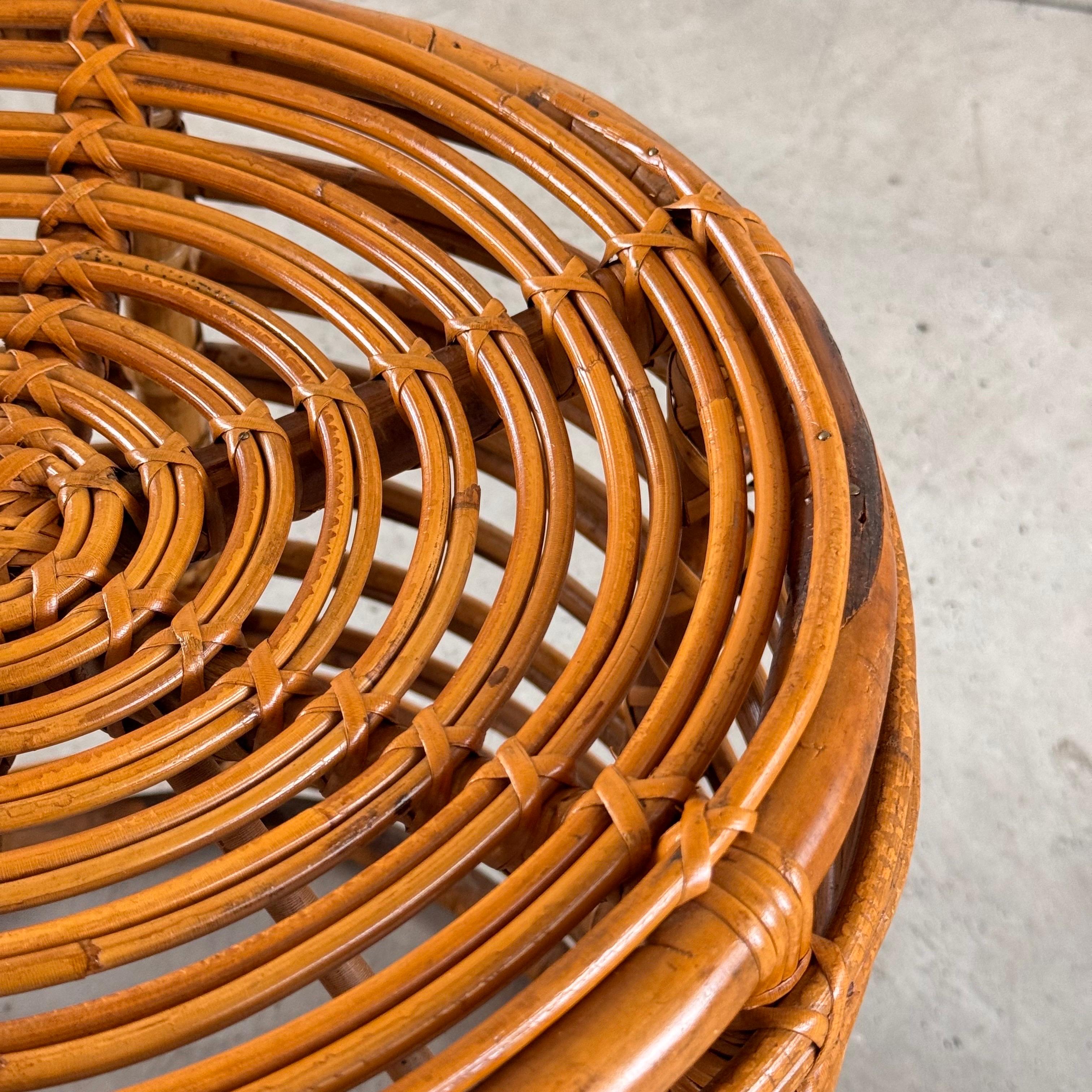 Iconic Rattan and Bamboo Stool by Tito Agnoli, 1960s 2