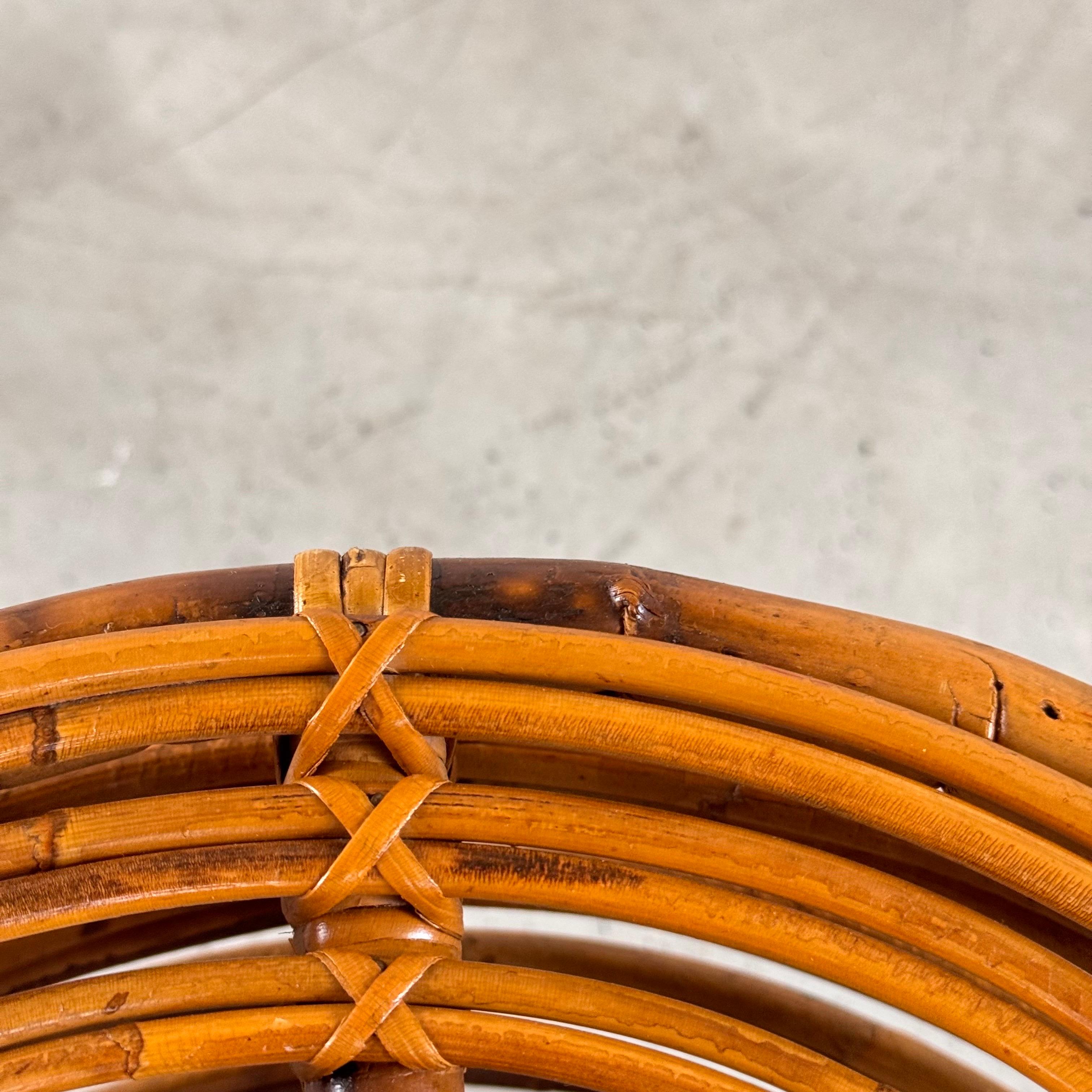 Iconic Rattan and Bamboo Stool by Tito Agnoli, 1960s 3