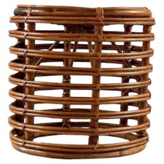 Iconic Rattan and Bamboo Stool by Tito Agnoli, 1960s
