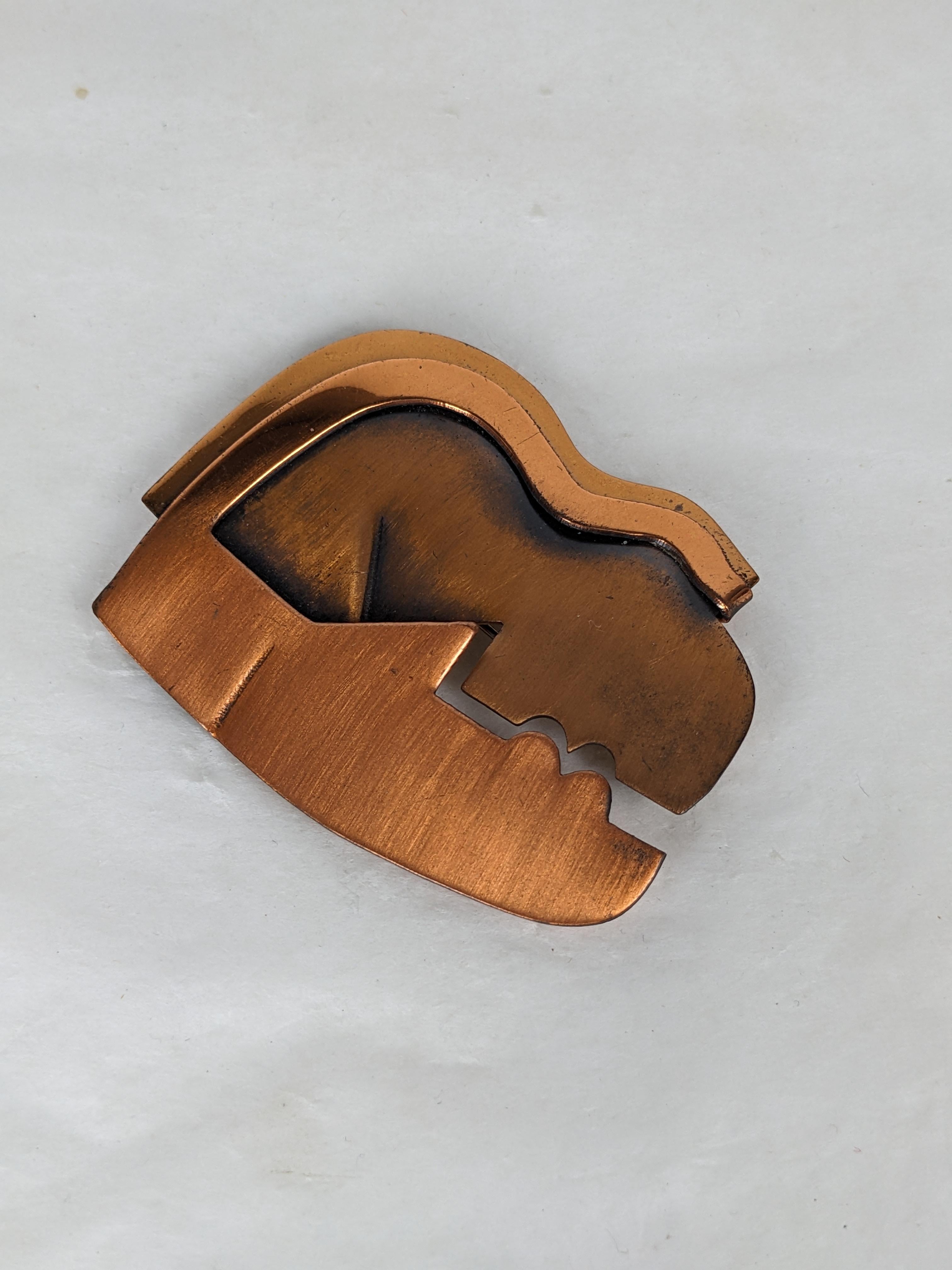 Iconic Rebajes Copper Kiss Brooch In Excellent Condition In New York, NY