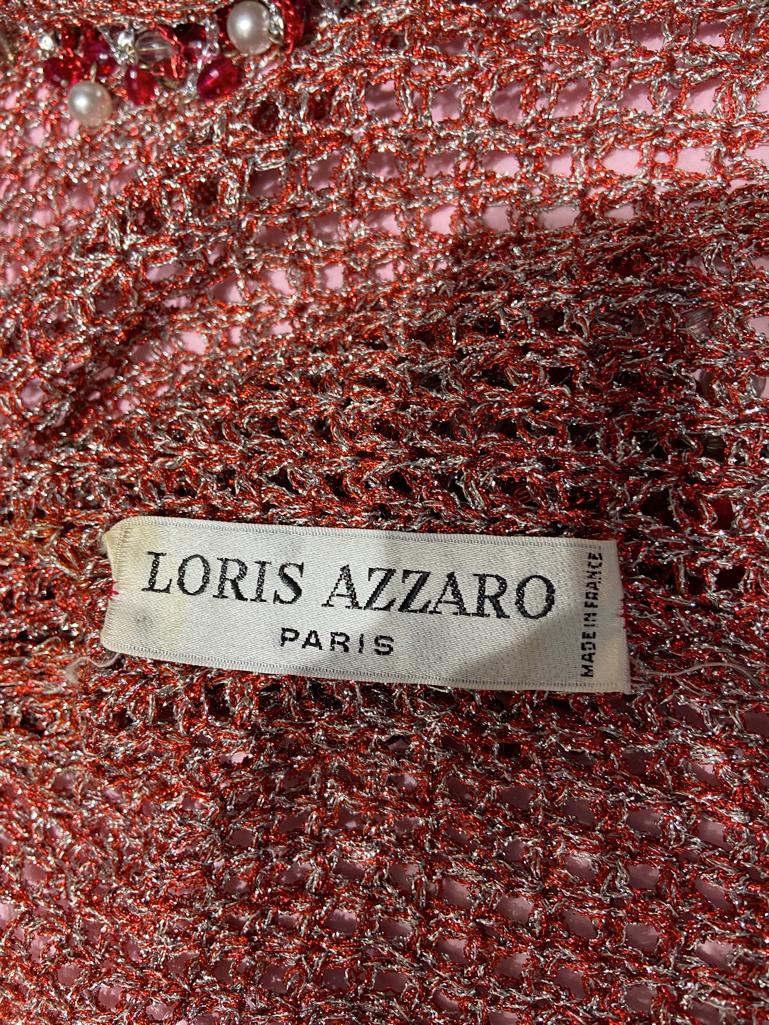 Iconic red and silver lurex knit with  fringes and beads Loris Azzaro Circa 1970 For Sale 3