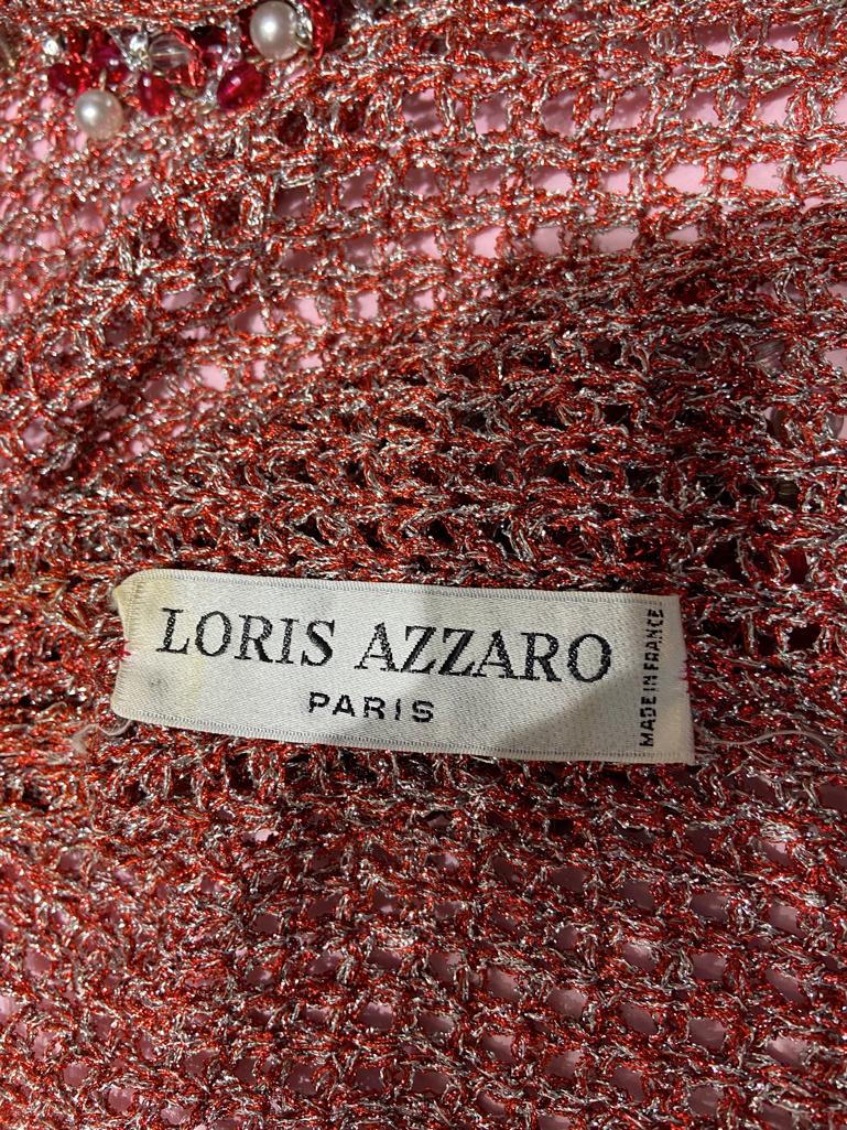 Iconic red and silver lurex knit with  fringes and beads Loris Azzaro Circa 1970 For Sale 2