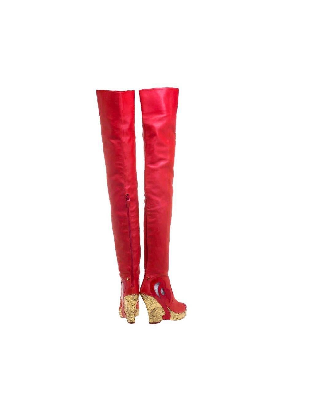 red thigh high boots