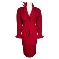 Ikonischer roter Thierry Mugler Les Infernales FW 1988 Vampir-Anzug