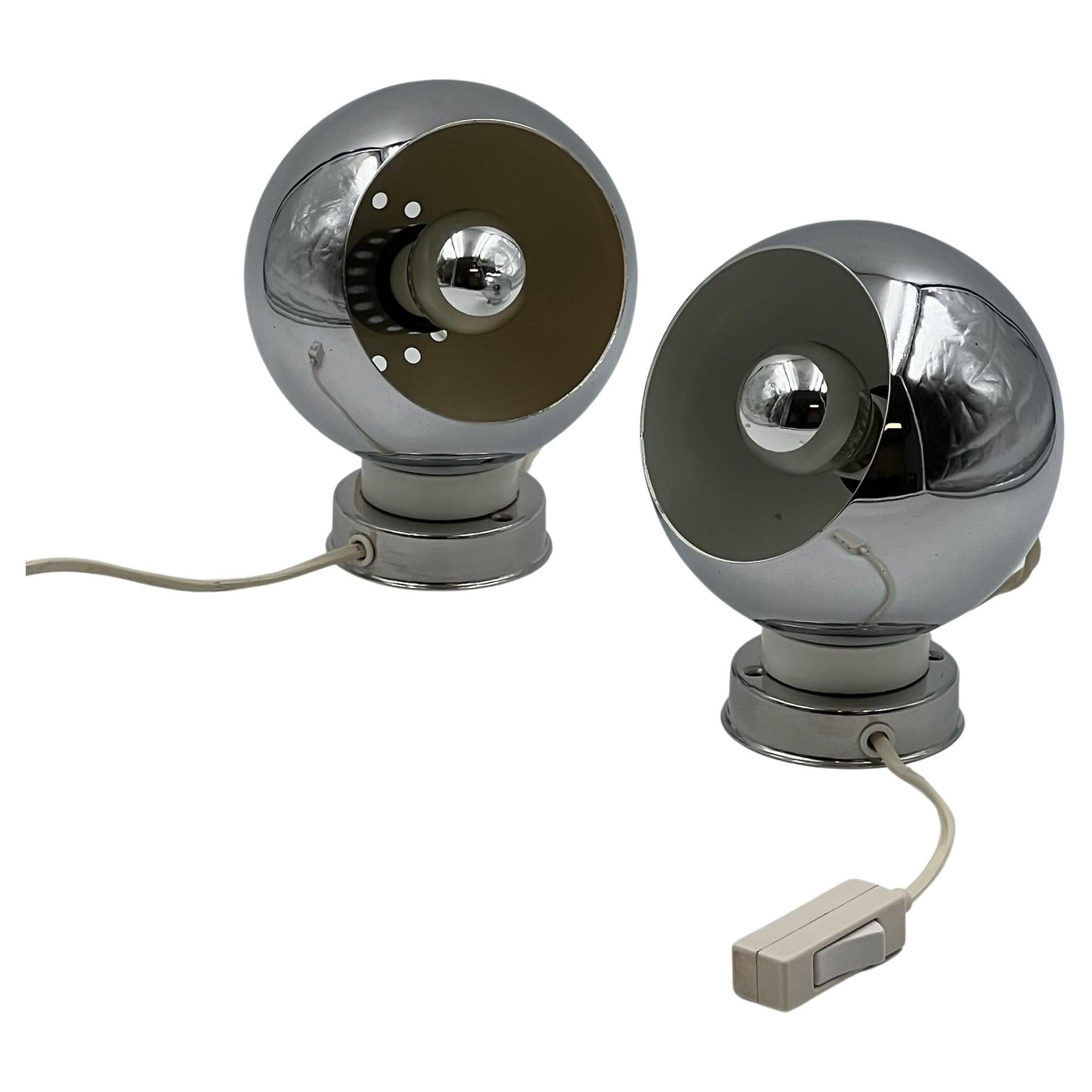 Iconic Reggiani 'Eyeball' Lamps 60s - Pair of Vintage Masterpieces - Set of 2 For Sale