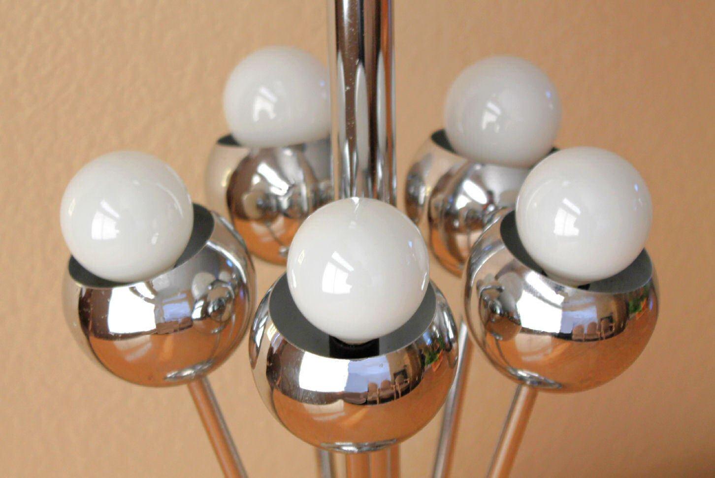 Mid-Century Modern Iconic Robert Sonneman Chrome Atom Table Lamp! Space Age Molecule Lighting 1960s For Sale