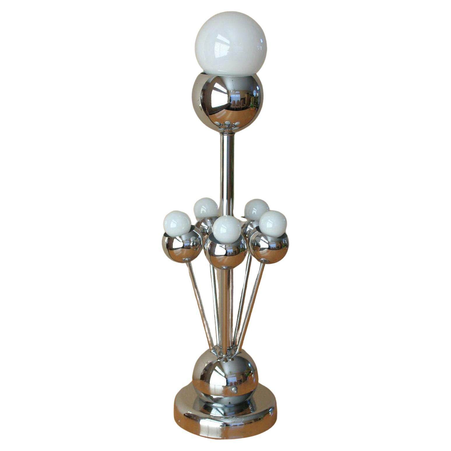 Lampada da tavolo Robert Sonneman Chrome Atom! Illuminazione a forma di occhio dell'era spaziale Decor anni '60
