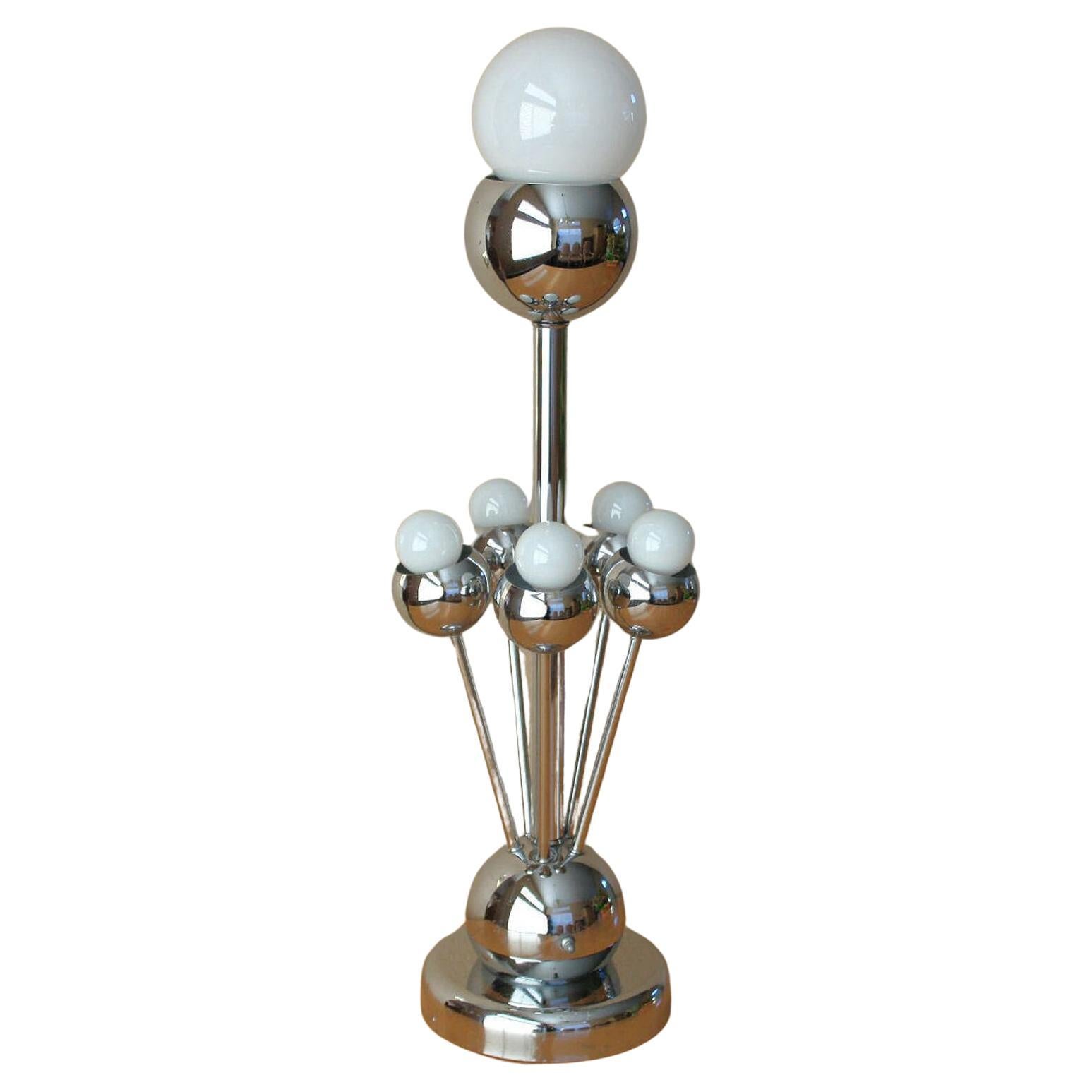 Ikonische Robert Sonneman Chrom- Atom-Tischlampe! Molecule-Beleuchtung des Space Age 1960er Jahre im Angebot