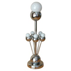 Iconic Robert Sonneman Chrome Atom Table Lamp! Space Age Molecule Lighting 1960s