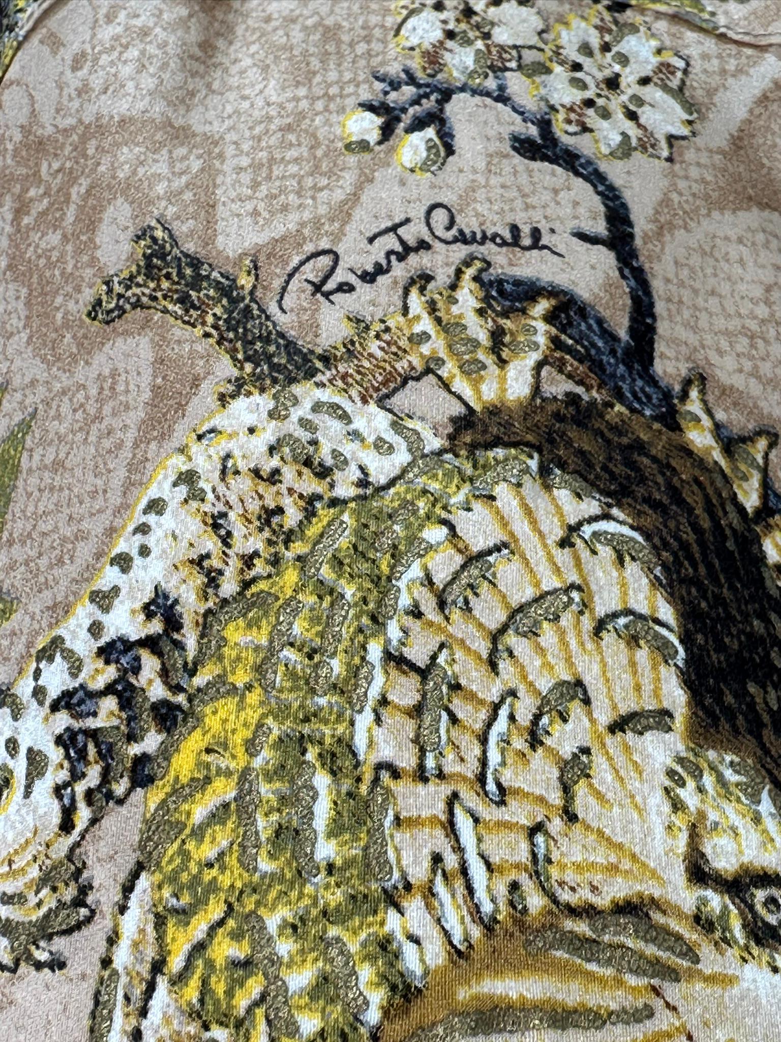 Iconico abito Roberto Cavalli A/I 2006 in seta dorata con scollo a V e orlo plissettato in vendita 11