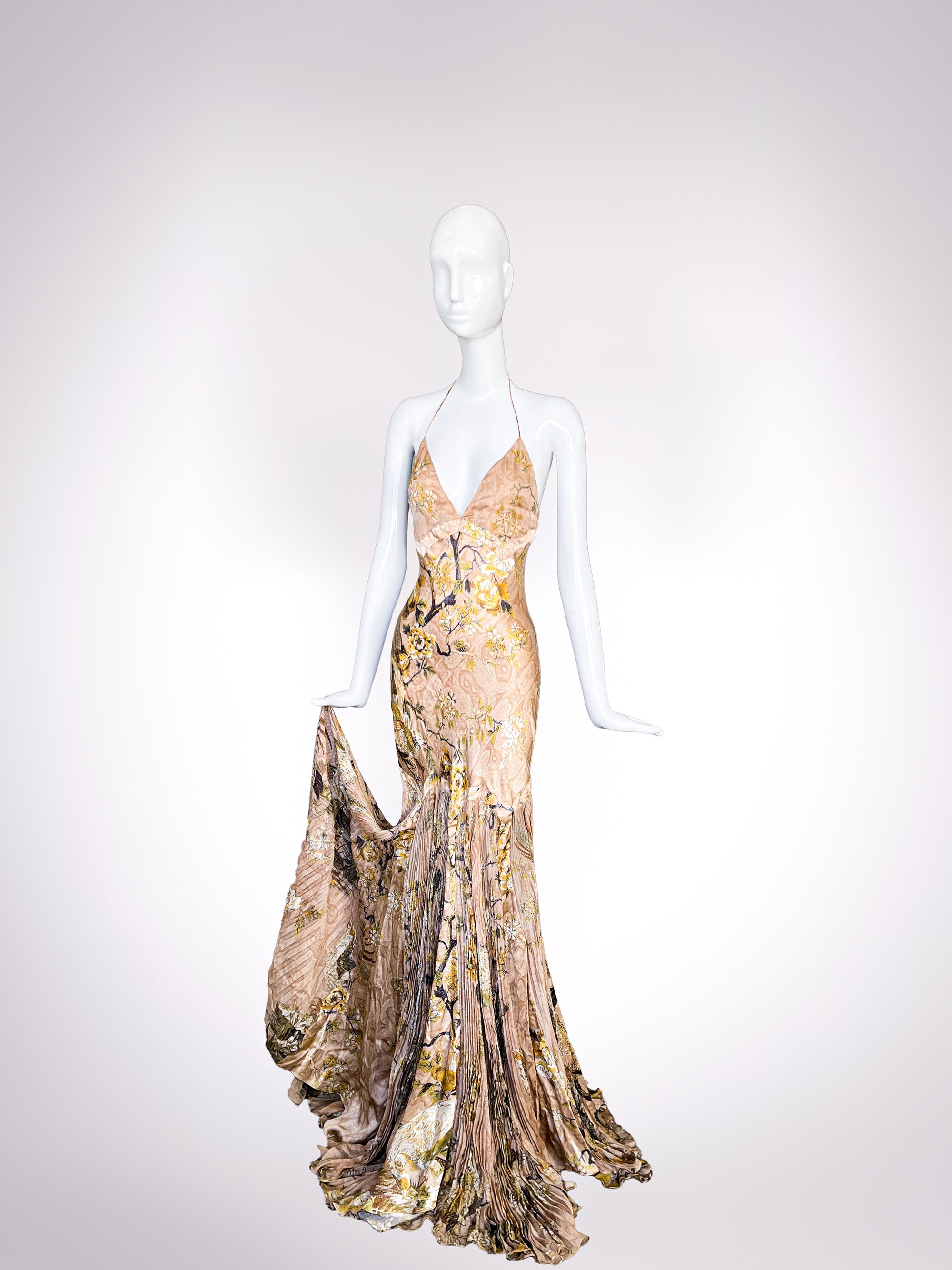 Iconic Roberto Cavalli FW 2006 Silk Evening Gown Showstopper For Sale 8
