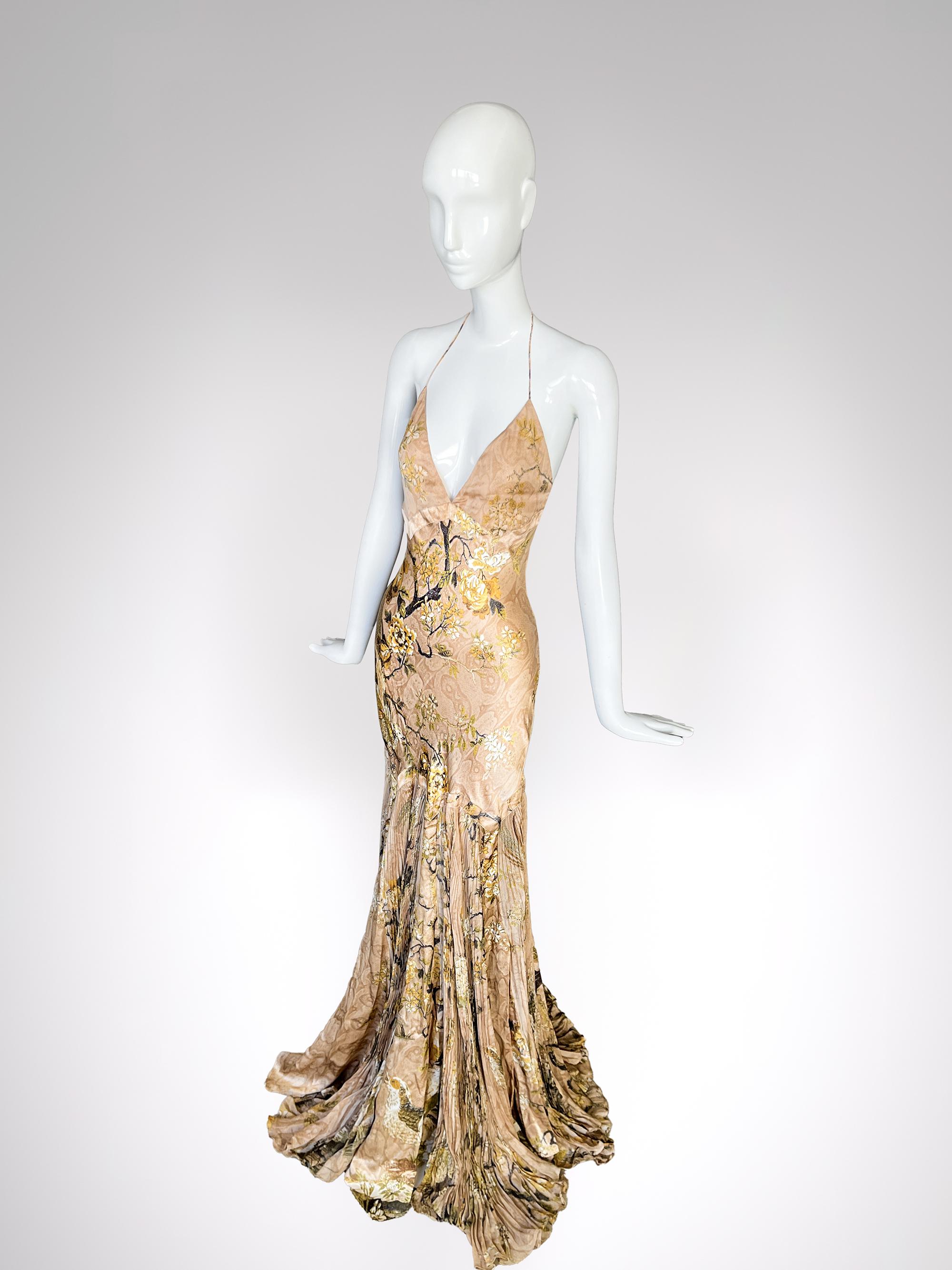 Iconic Roberto Cavalli FW 2006 Silk Evening Gown Showstopper For Sale 10