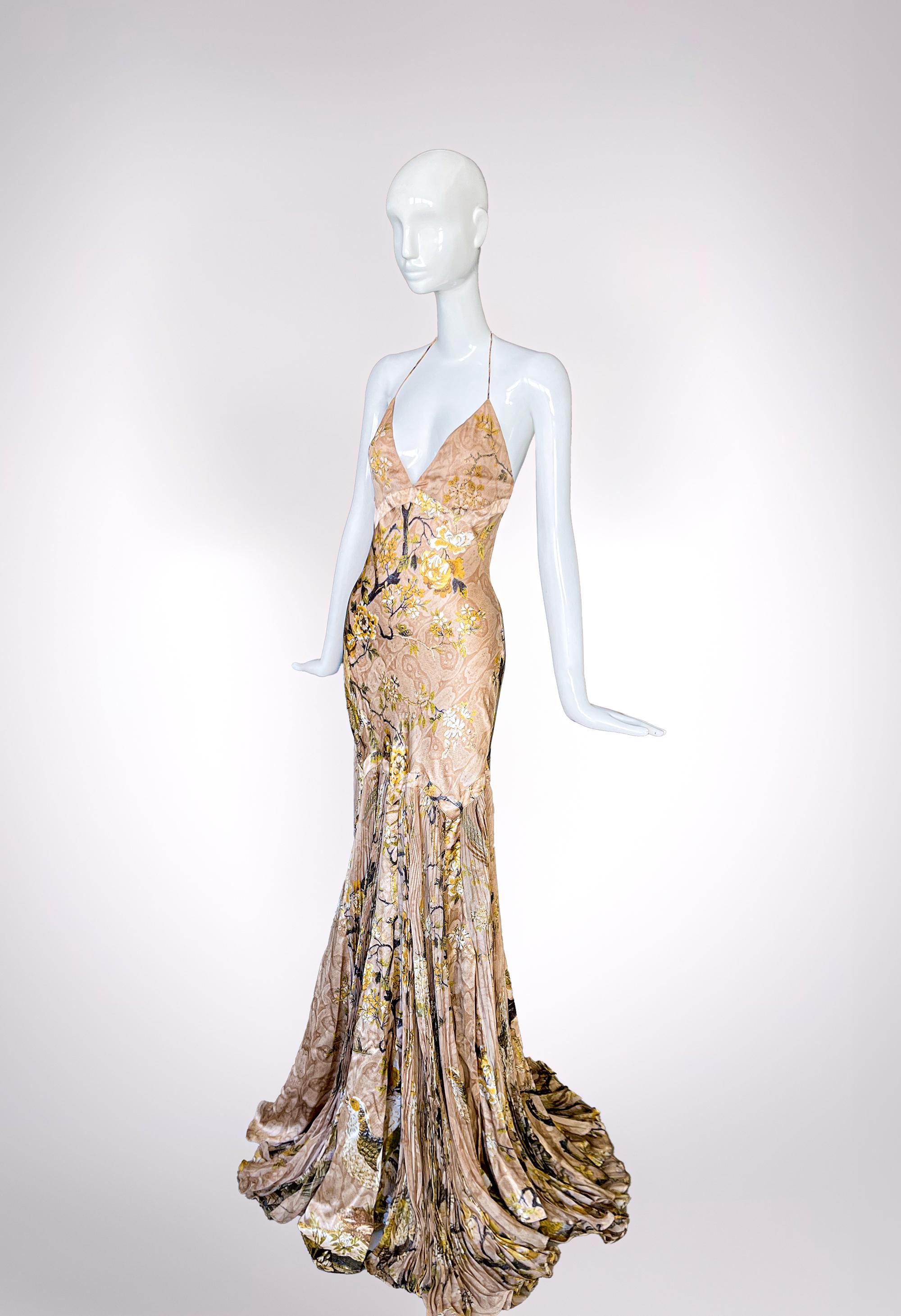 Iconic Roberto Cavalli FW 2006 Silk Evening Gown Showstopper For Sale 1