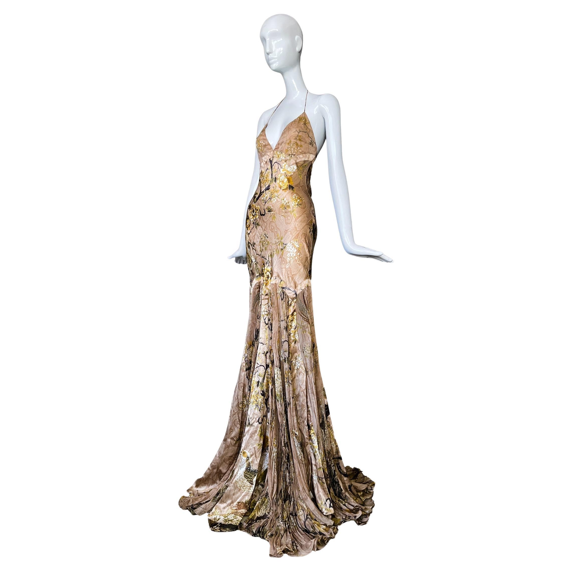 Iconic Roberto Cavalli FW 2006 Silk Evening Gown Showstopper For Sale