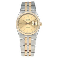 Used Iconic Rolex 17013 Oysterquartz Datejust 36mm Stainless Steel Yellow Gold Watch