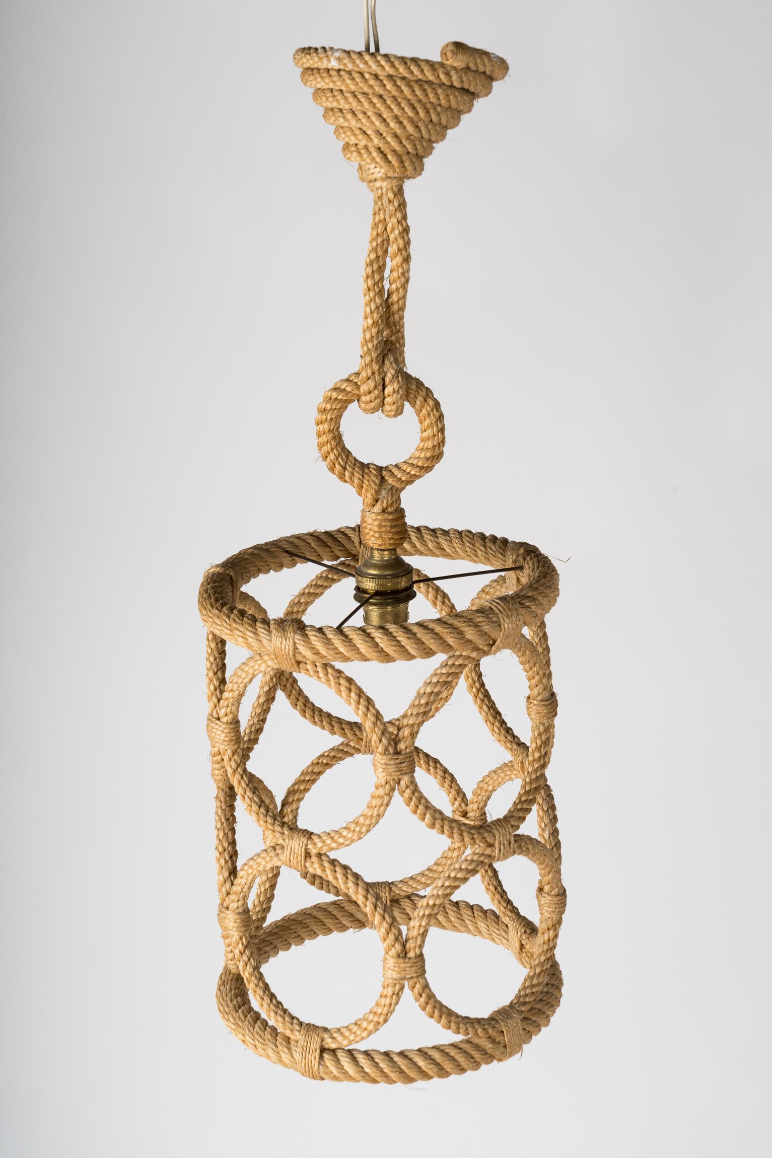 Iconic Rope Chandelier by Adrien Audoux & Frida Minnet, France 1960s For Sale 1