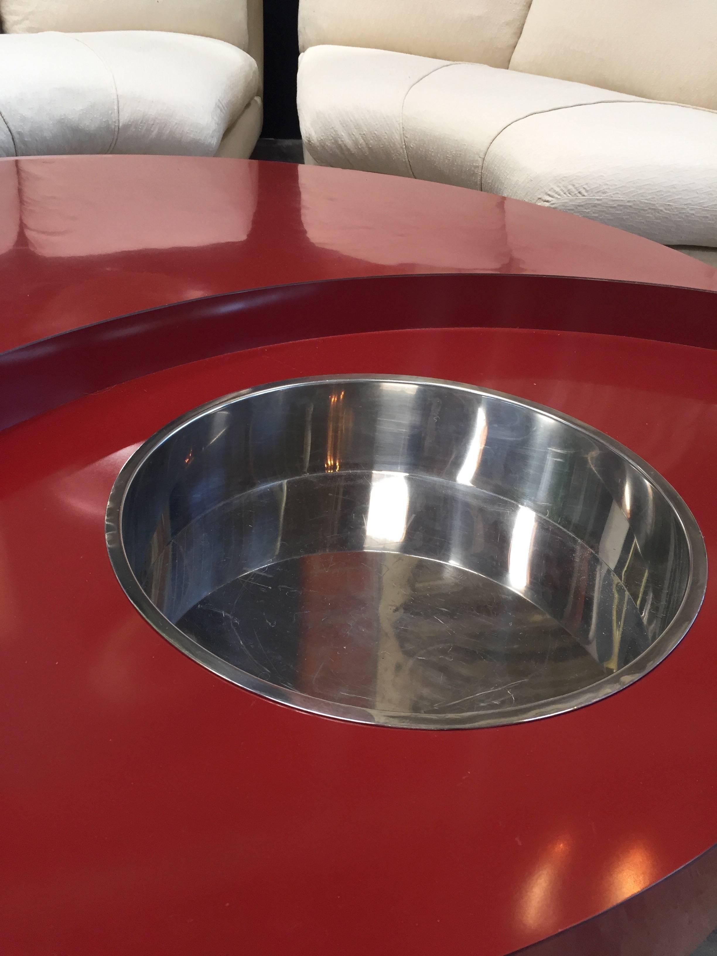 Mid-Century Modern Iconic Round Red Coffee Table by Willy Rizzo, Italy, 1970s