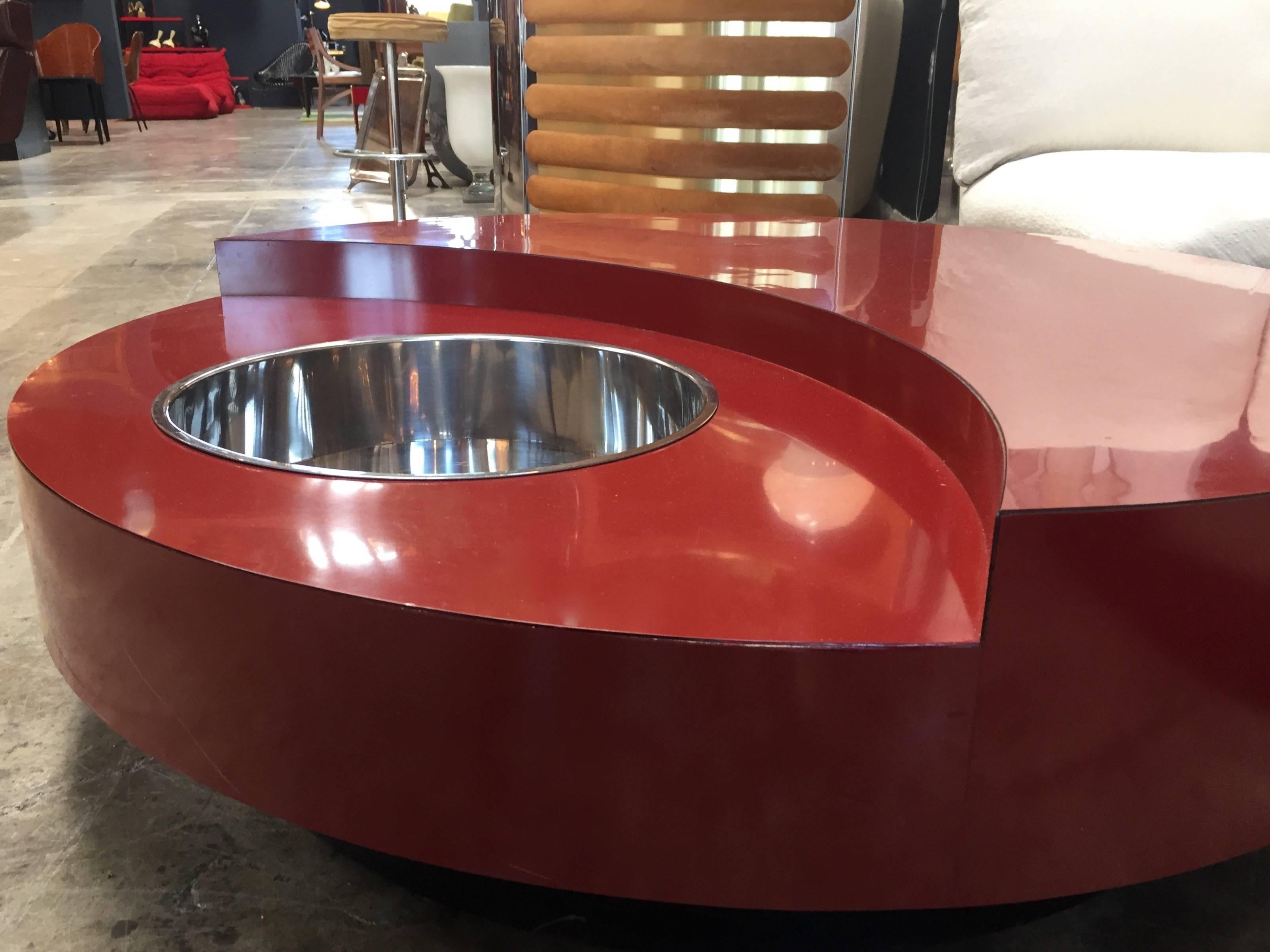 Late 20th Century Iconic Round Red Coffee Table by Willy Rizzo, Italy, 1970s