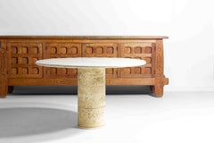 Ikonischer runder Esstisch aus Travertin von up & up, Italien 1970er Jahre